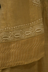 Gold Tissue Chikankari Kurta Set