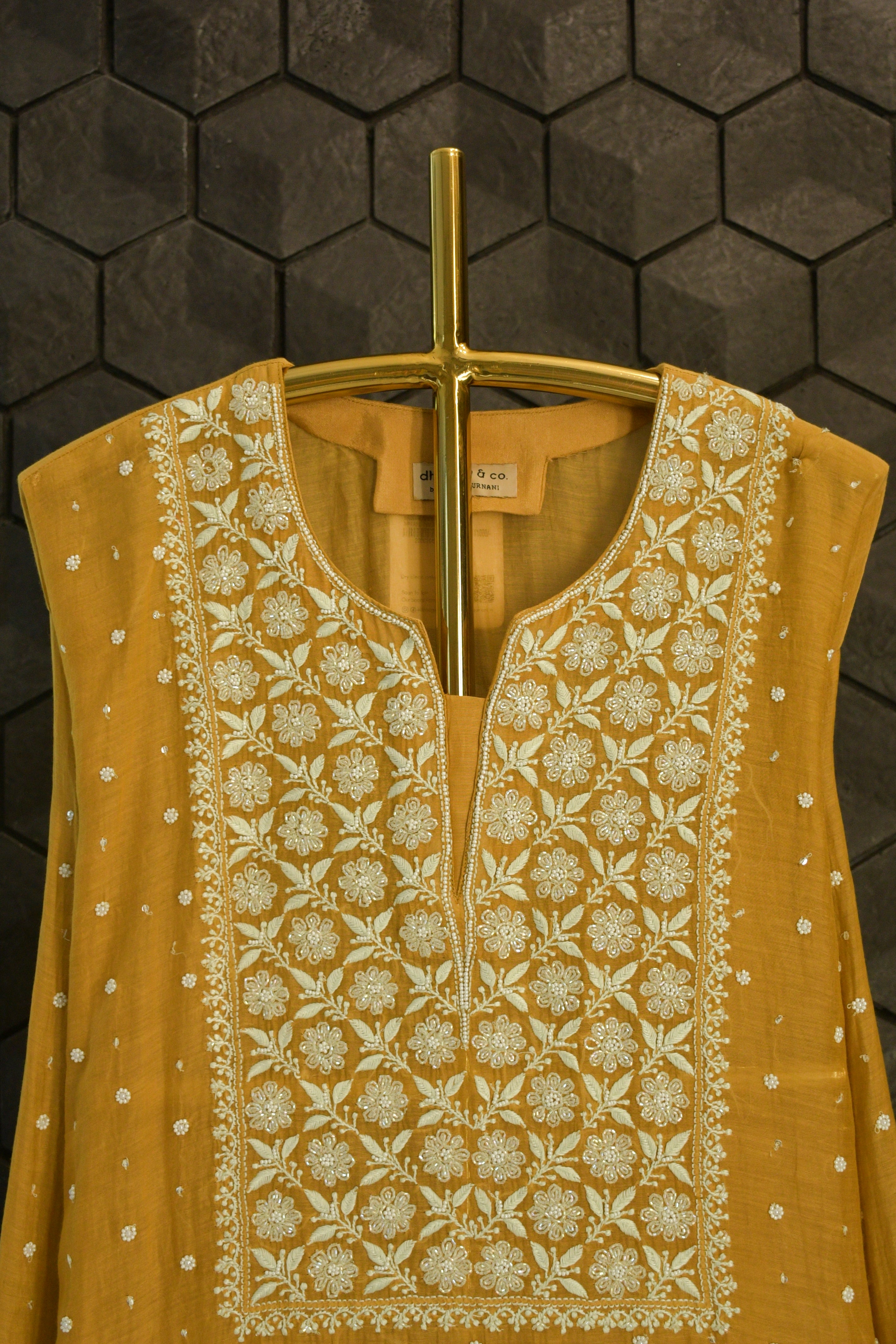 Brown Mul Chanderi Chikankari Kurta Set