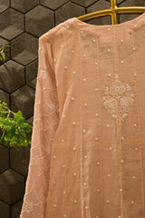 Pink Tissue Chikankari Anarkali Set