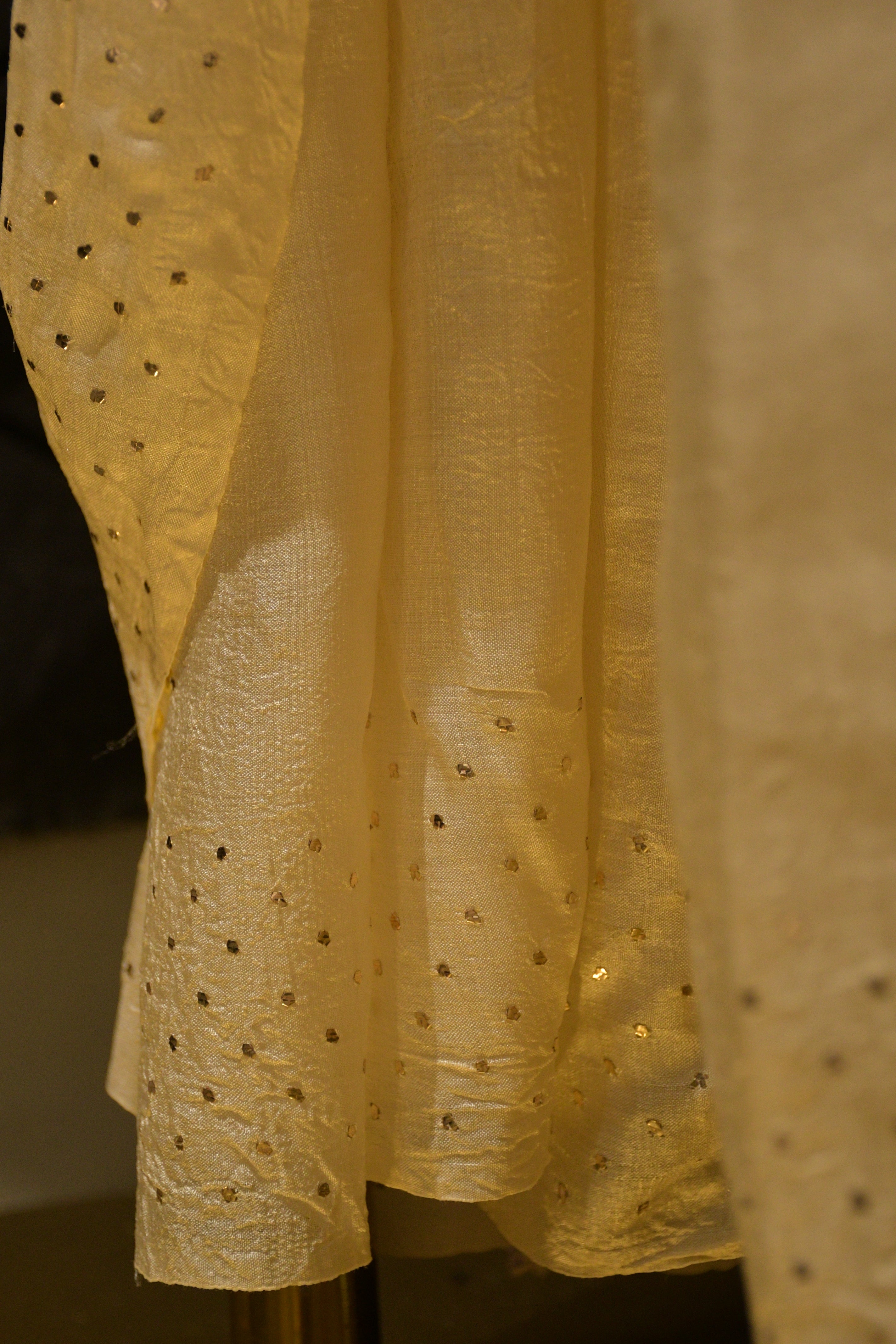 Tussar Silk Chikankari and Mukaish Saree