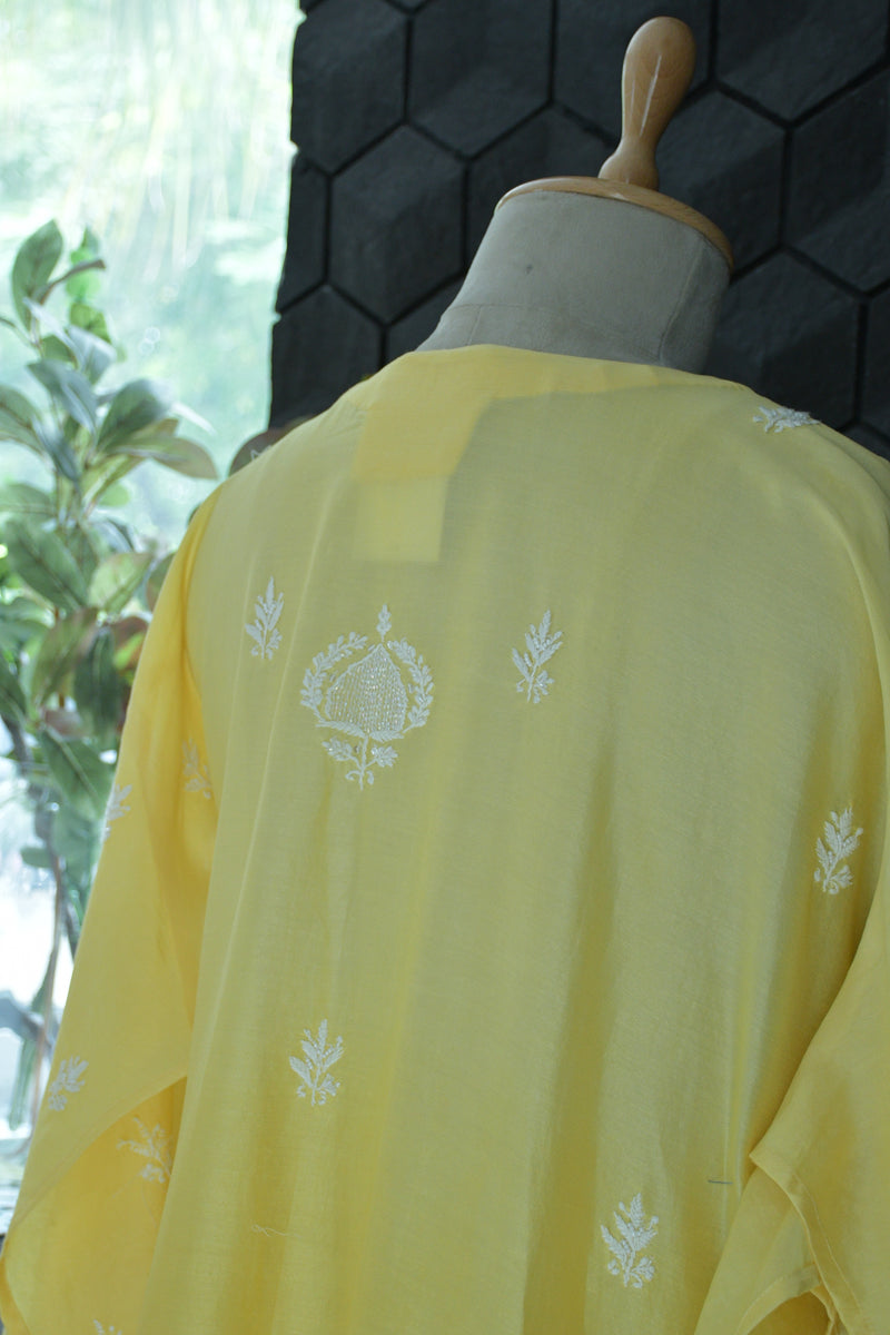 Yellow Chanderi Ombre Chikankari Suit