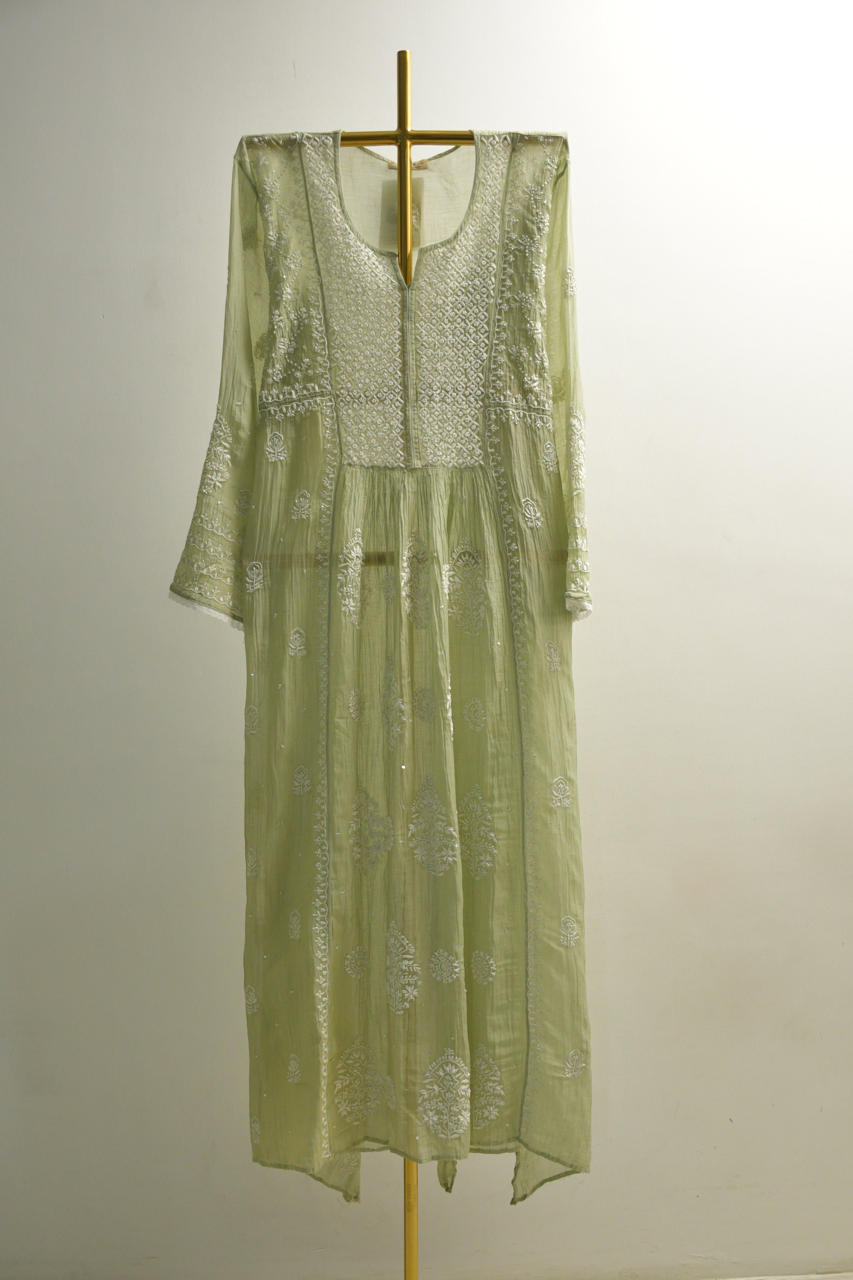 Sage Green Chanderi Kurta Set