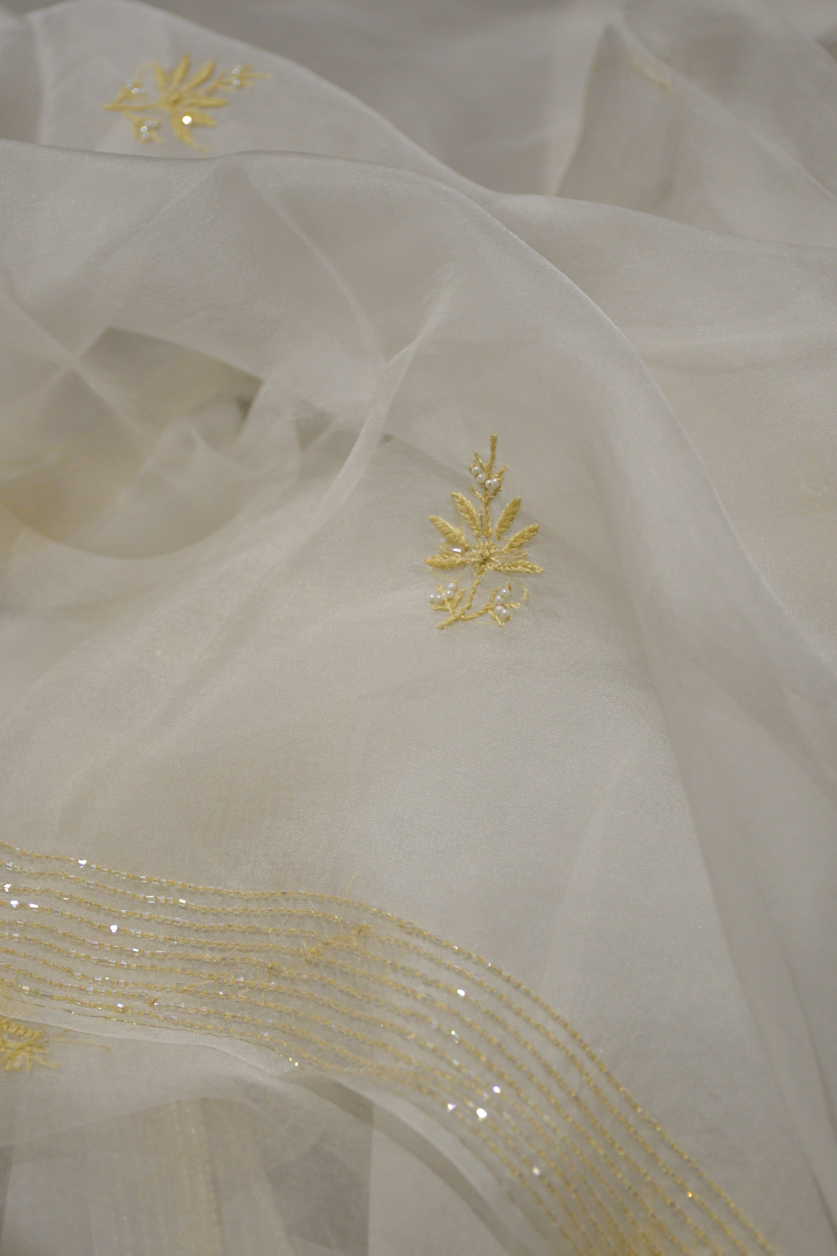 Pure Organza Kurta with Beige Embroidery