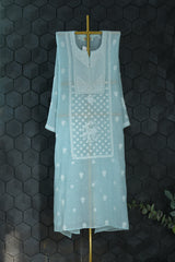 Sea Green Chanderi Chikankari Kurta Set