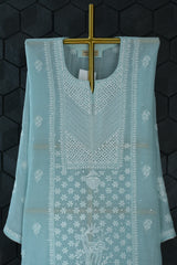 Sea Green Chanderi Chikankari Kurta Set