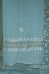 Sea Green Chanderi Chikankari Kurta Set