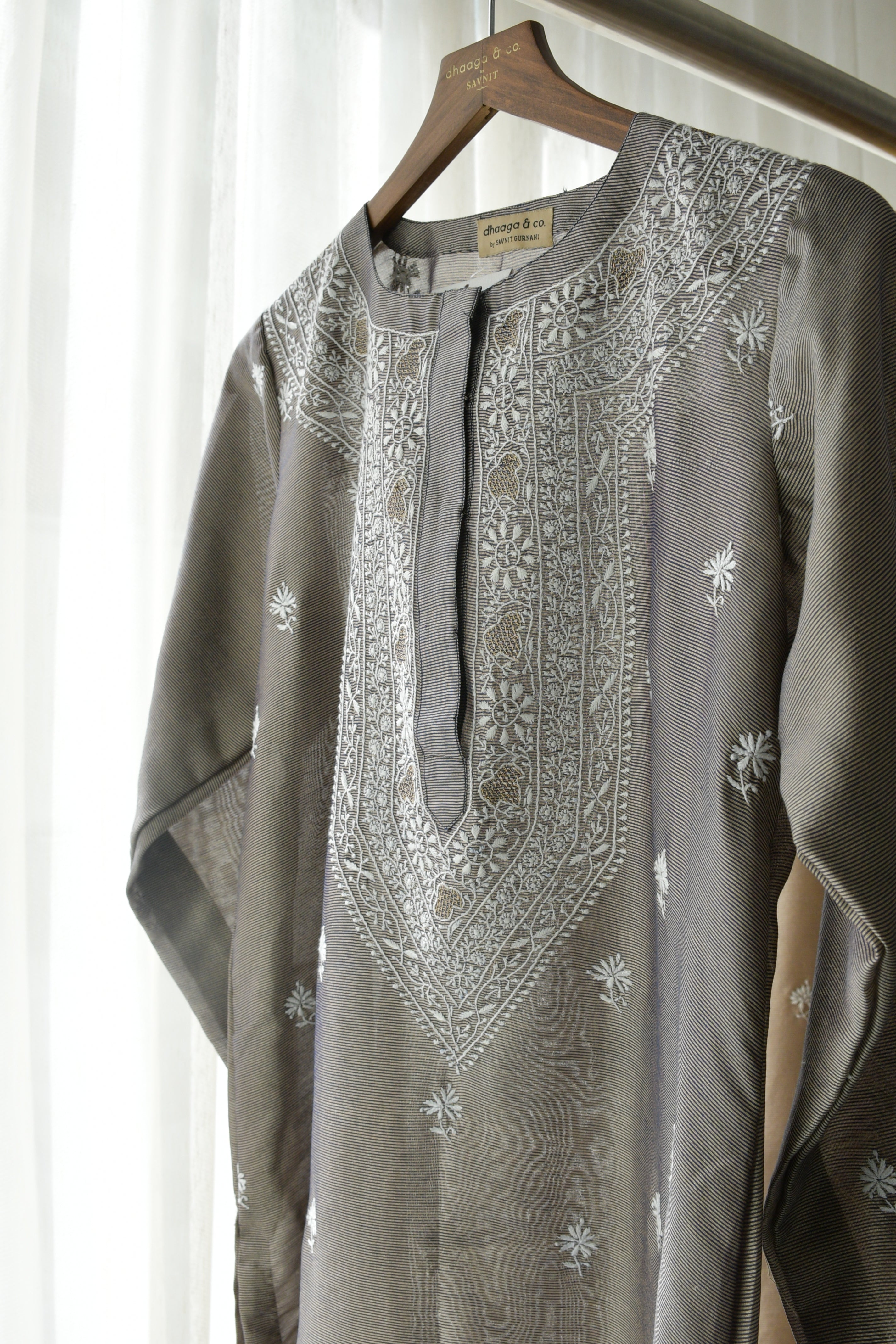 Striped Tissue Chikankari Suit Set