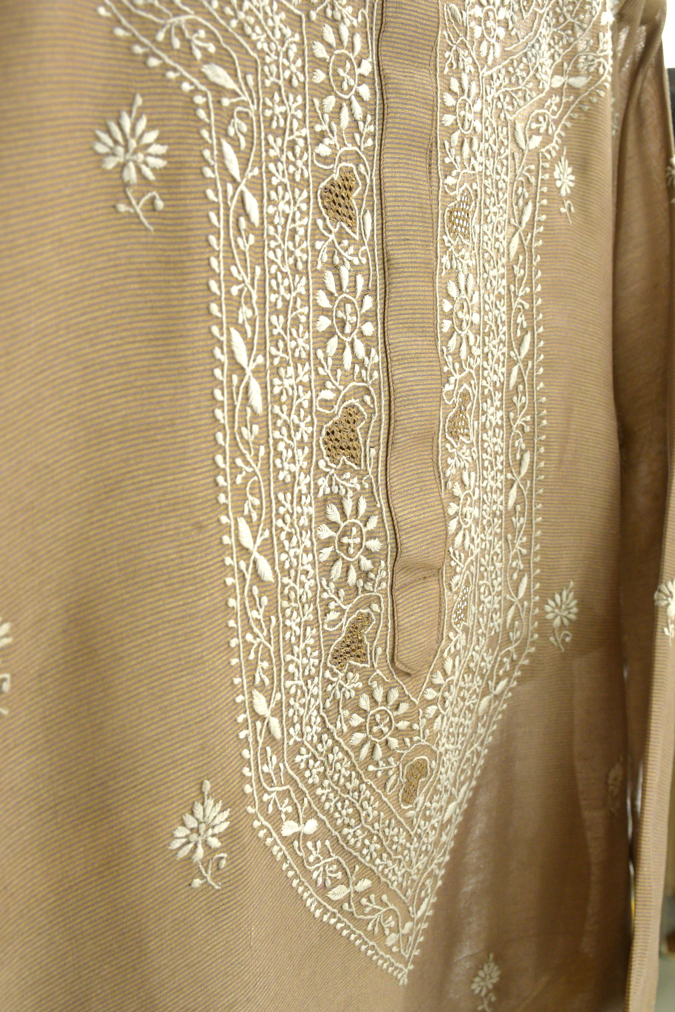 Striped Tissue Chikankari Suit Set