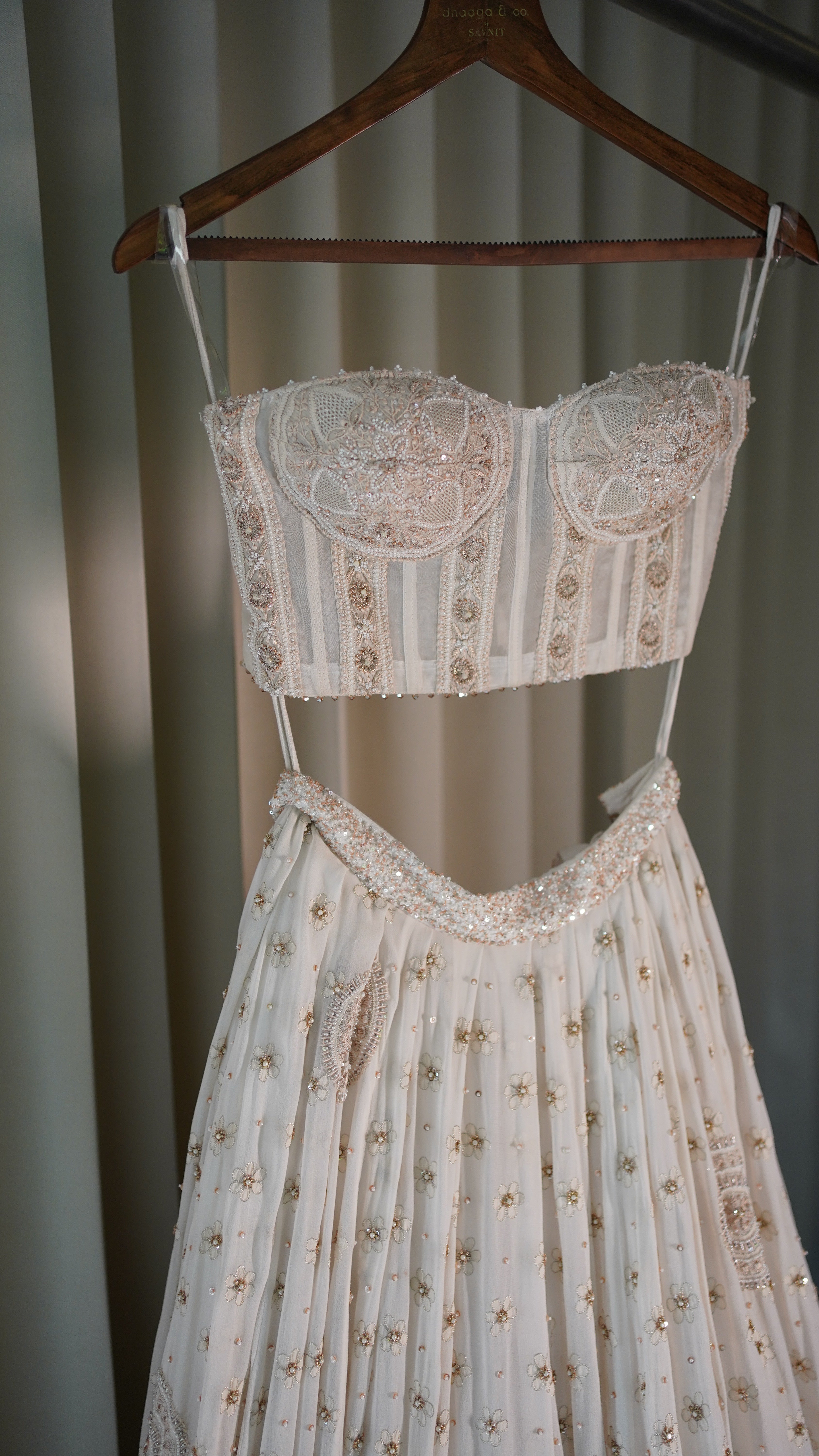 Ivory Chikankari Lehenga with corset