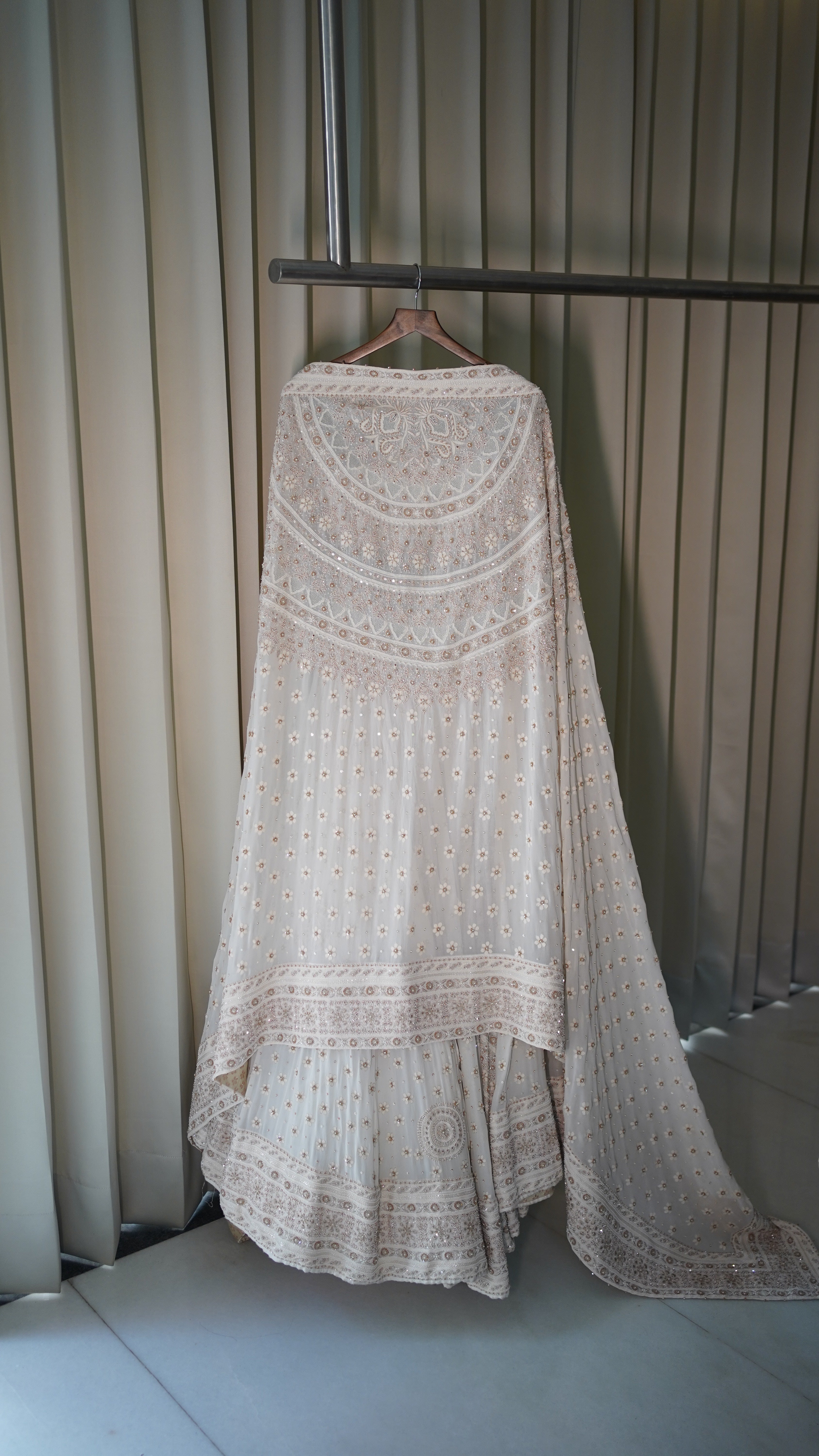 Ivory Chikankari Lehenga with corset