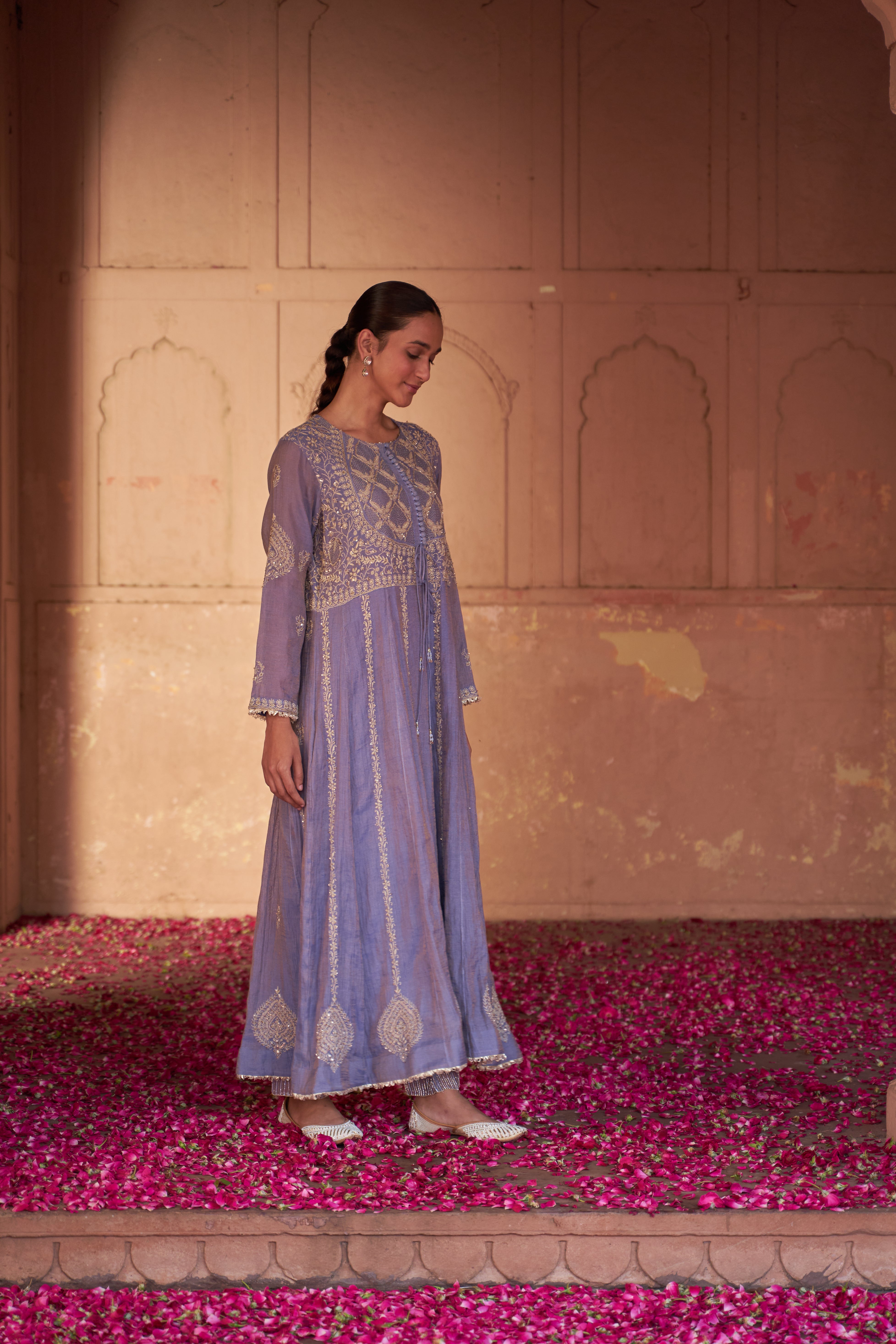 Lavender Tissue Chikankari Kurta Set