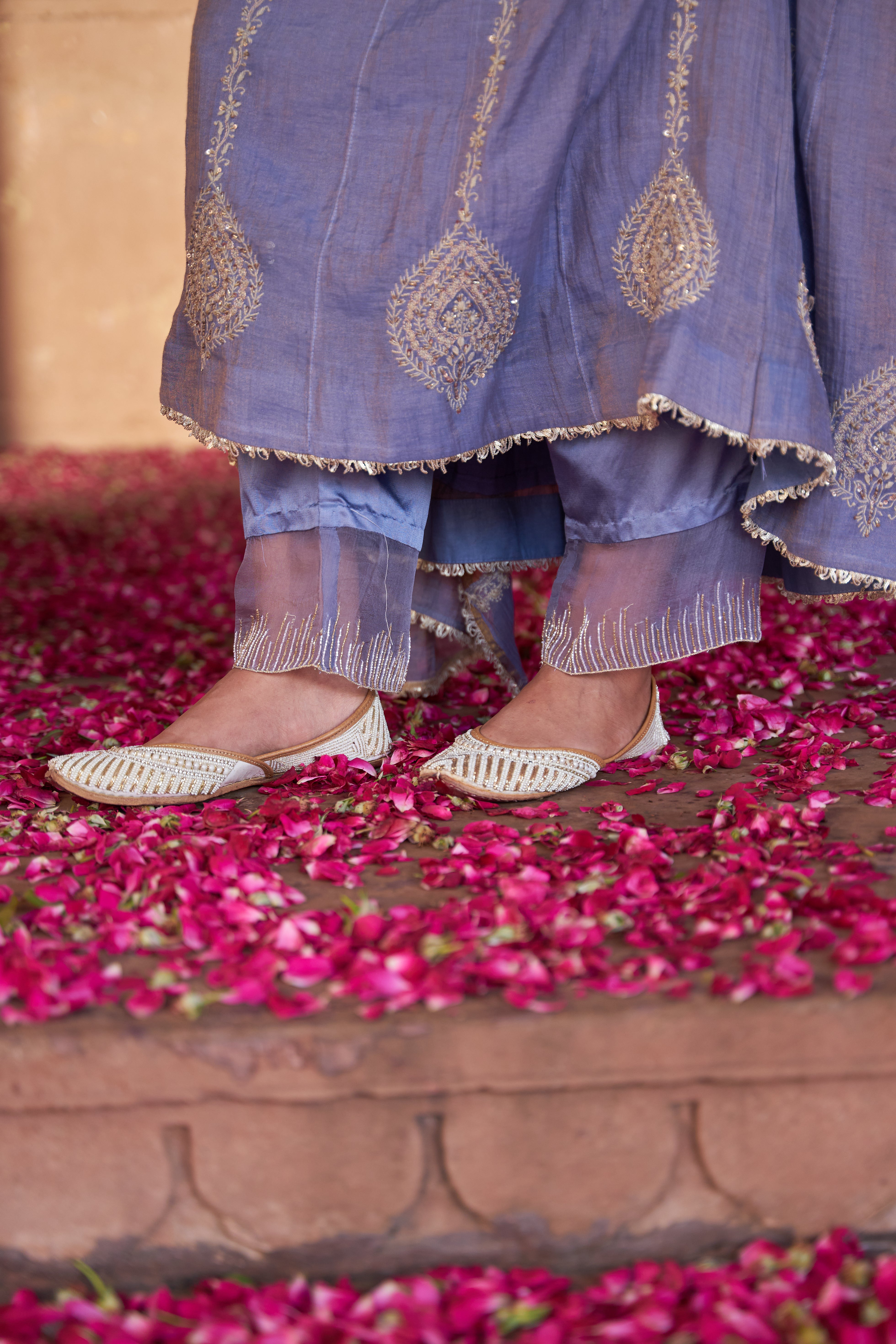 Lavender Tissue Chikankari Kurta Set