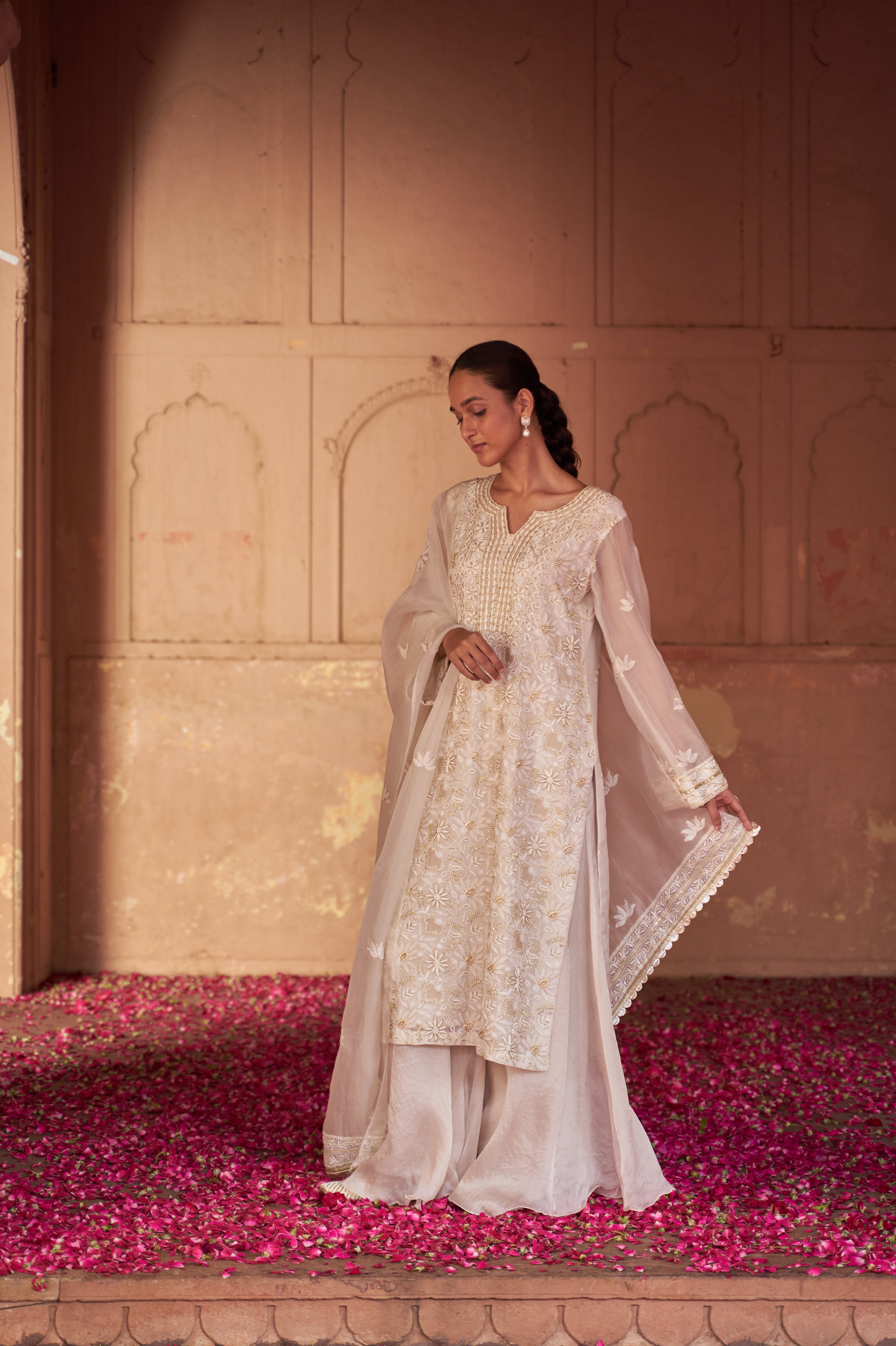 White Organza Chikankari Kurta Set