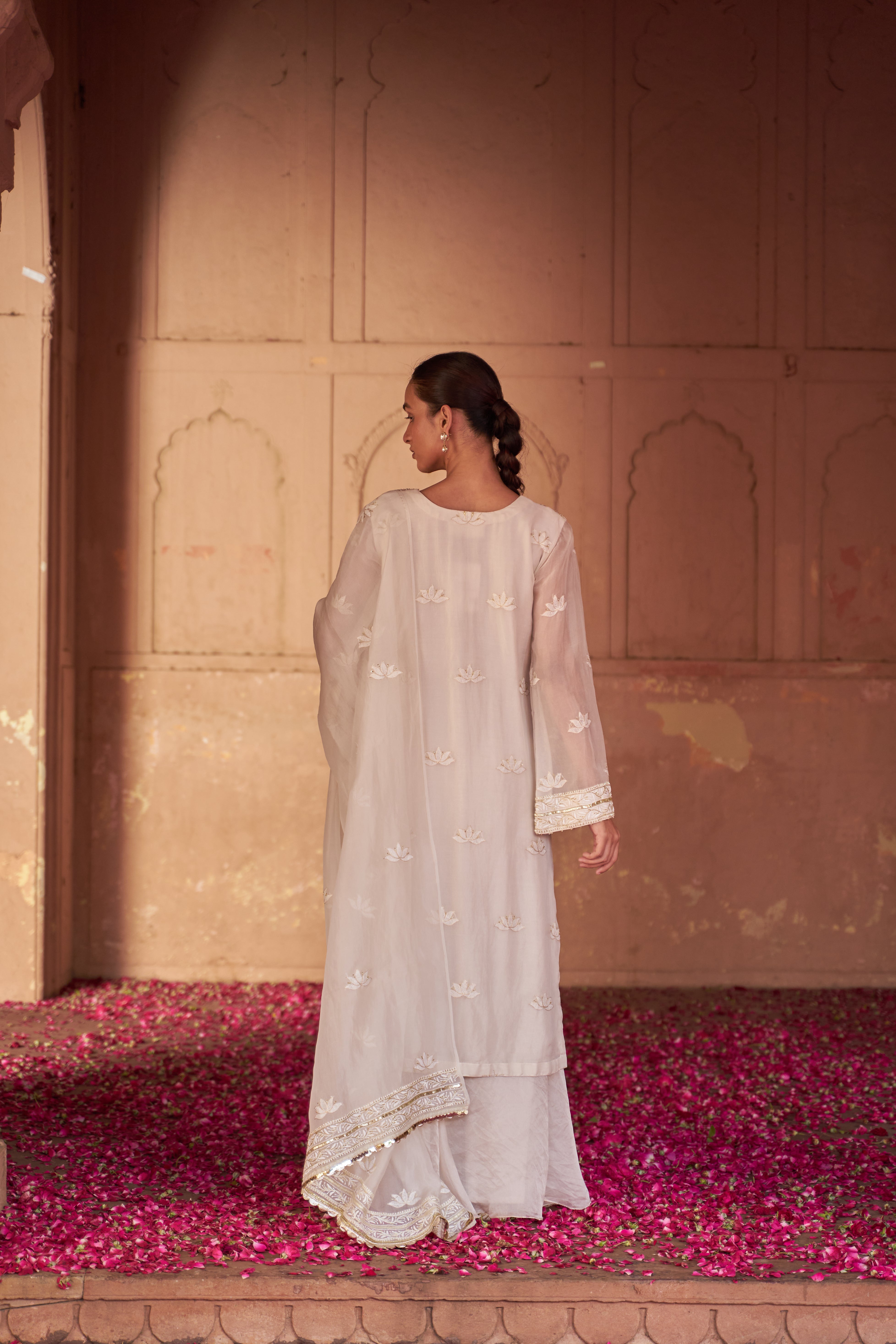 White Organza Chikankari Kurta Set