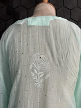 Sea Green Mul Chanderi Mukaish Kurta Set