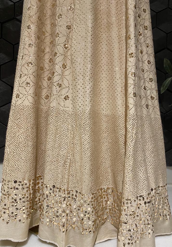 Moonga Silk Chikankari and Mukaish Skirt