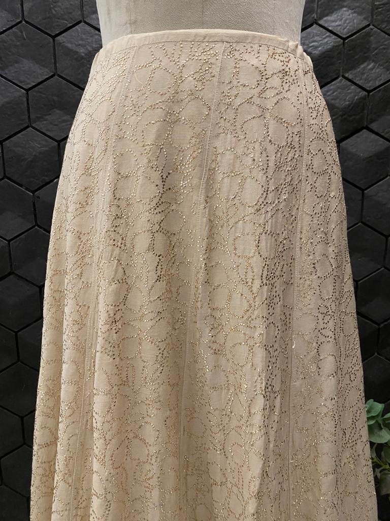 Moonga silk chikankari and mukaish skirt