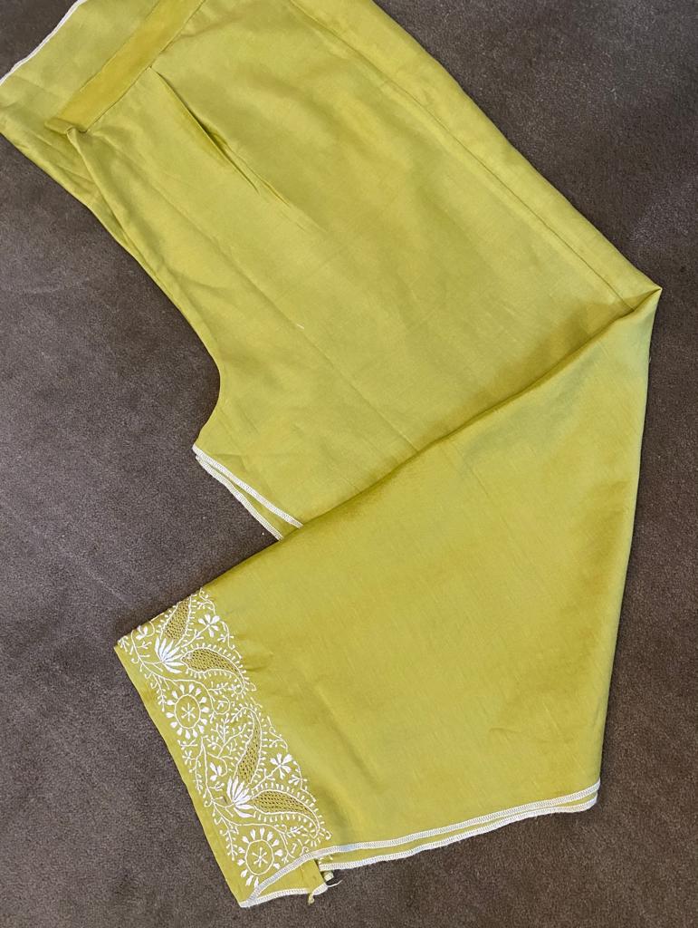 Lime Green Chanderi Chikankari Co-Ord Set