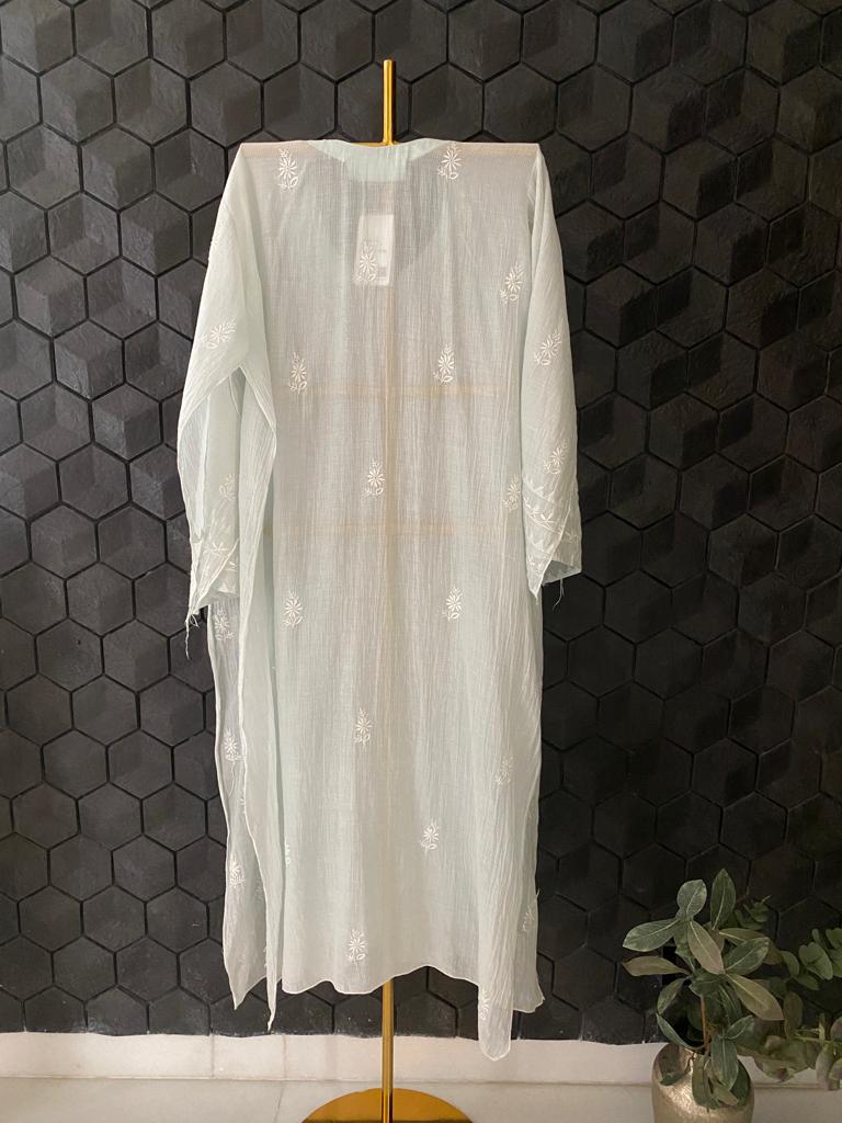 Sea Green Maheshwari Chikankari Kurta Set