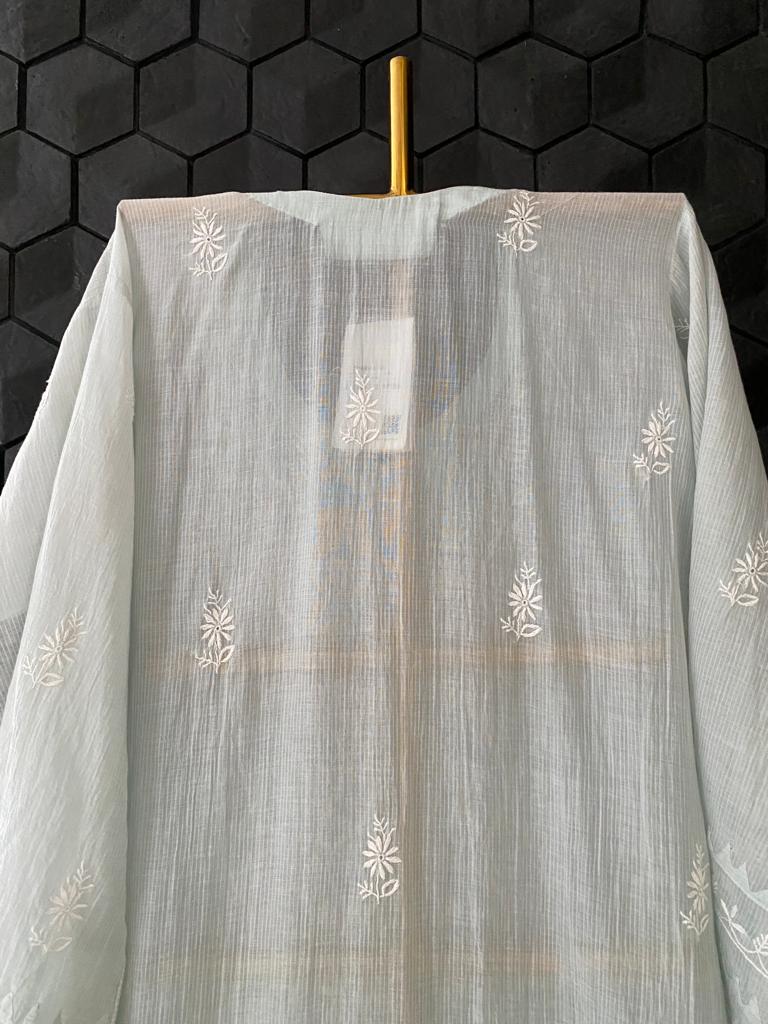 Sea Green Maheshwari Chikankari Kurta Set