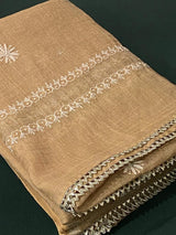 Brown Silver Tissue Chikankari Kurta Set