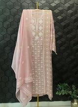 Mauve Mul Chanderi Chikankari Kurta Set