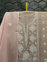 Mauve Mul Chanderi Chikankari Kurta Set