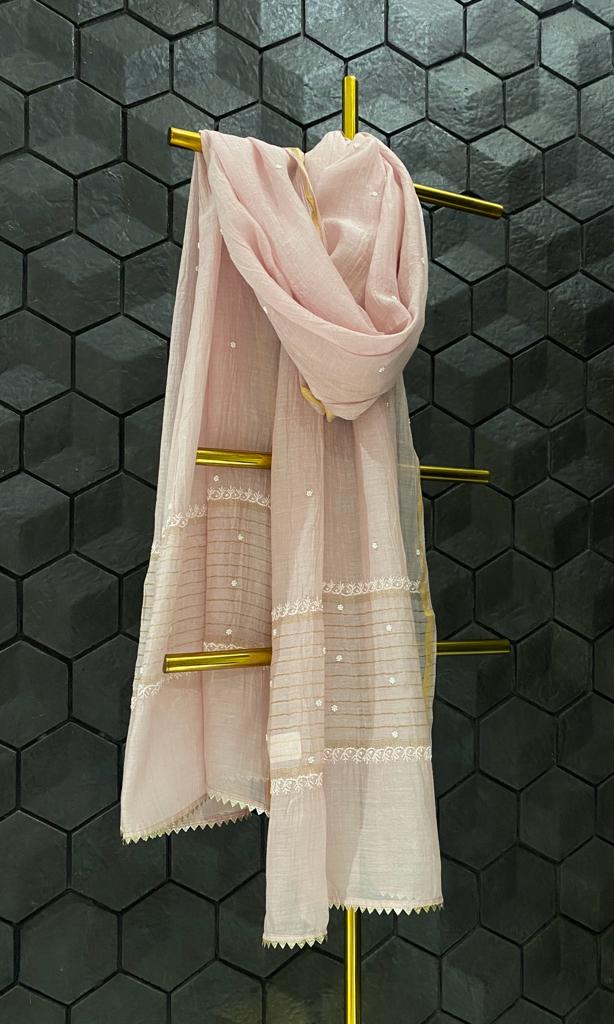 Mauve Mul Chanderi Chikankari Kurta Set