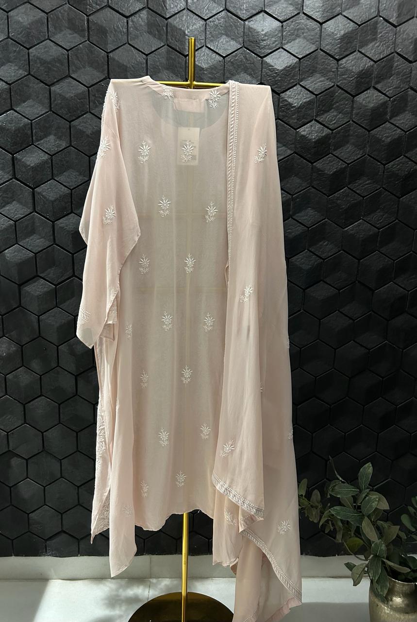 Light Pink Georgette Chikankari Kurta Set