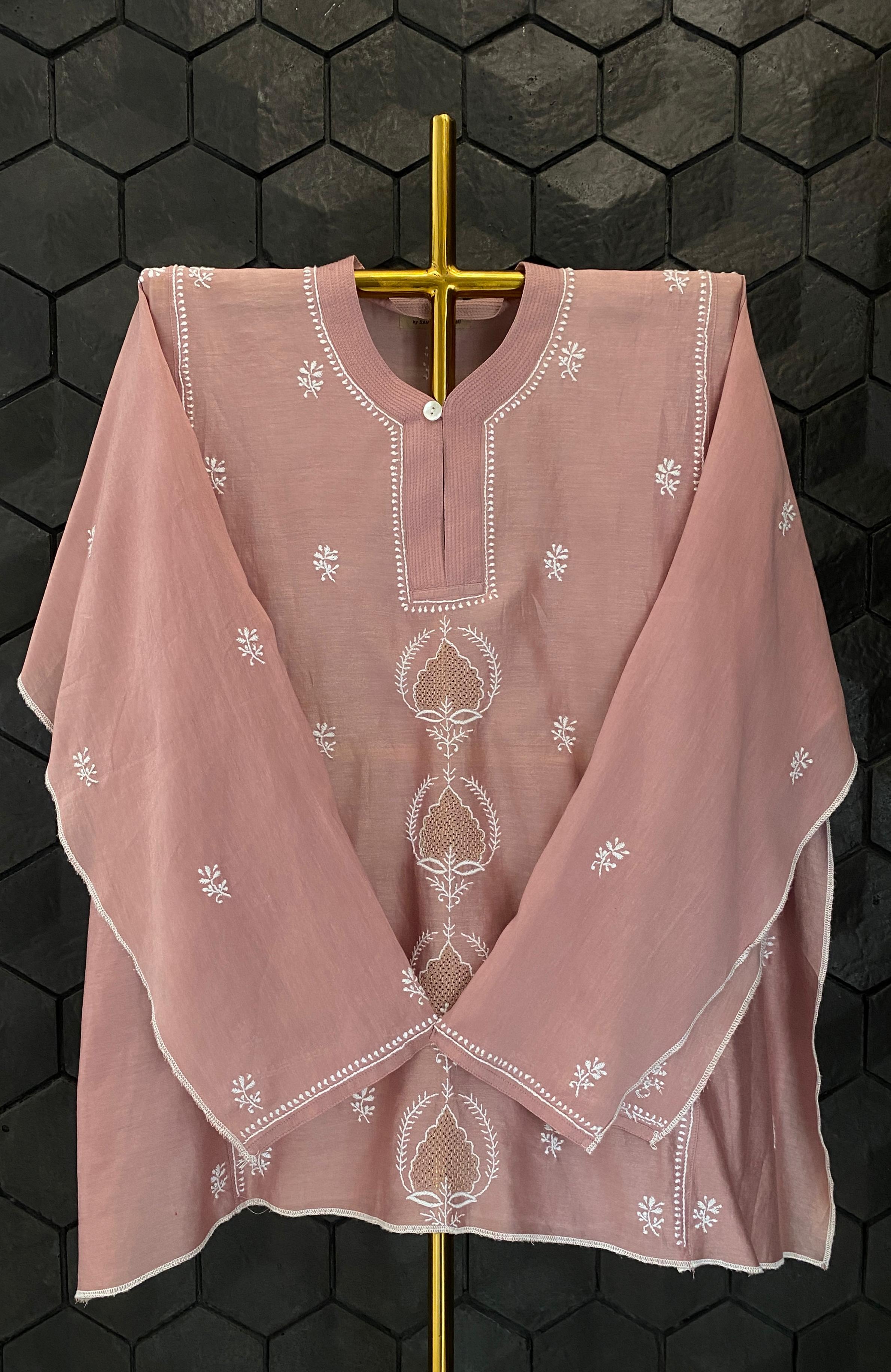 Onion Pink Awaadhi jaali Shirt