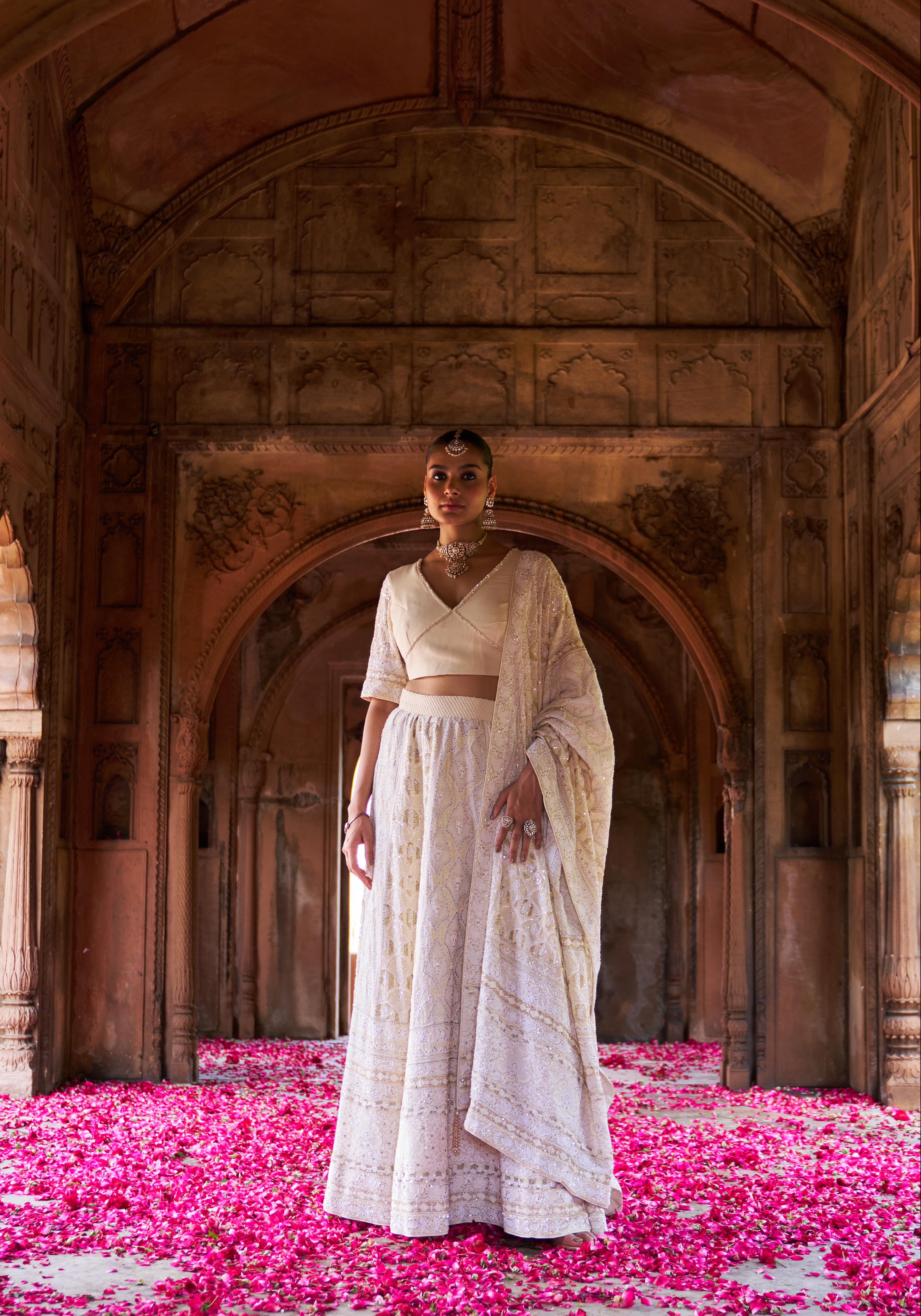 Butter Yellow Ek-taar Chikankari Lehenga Set