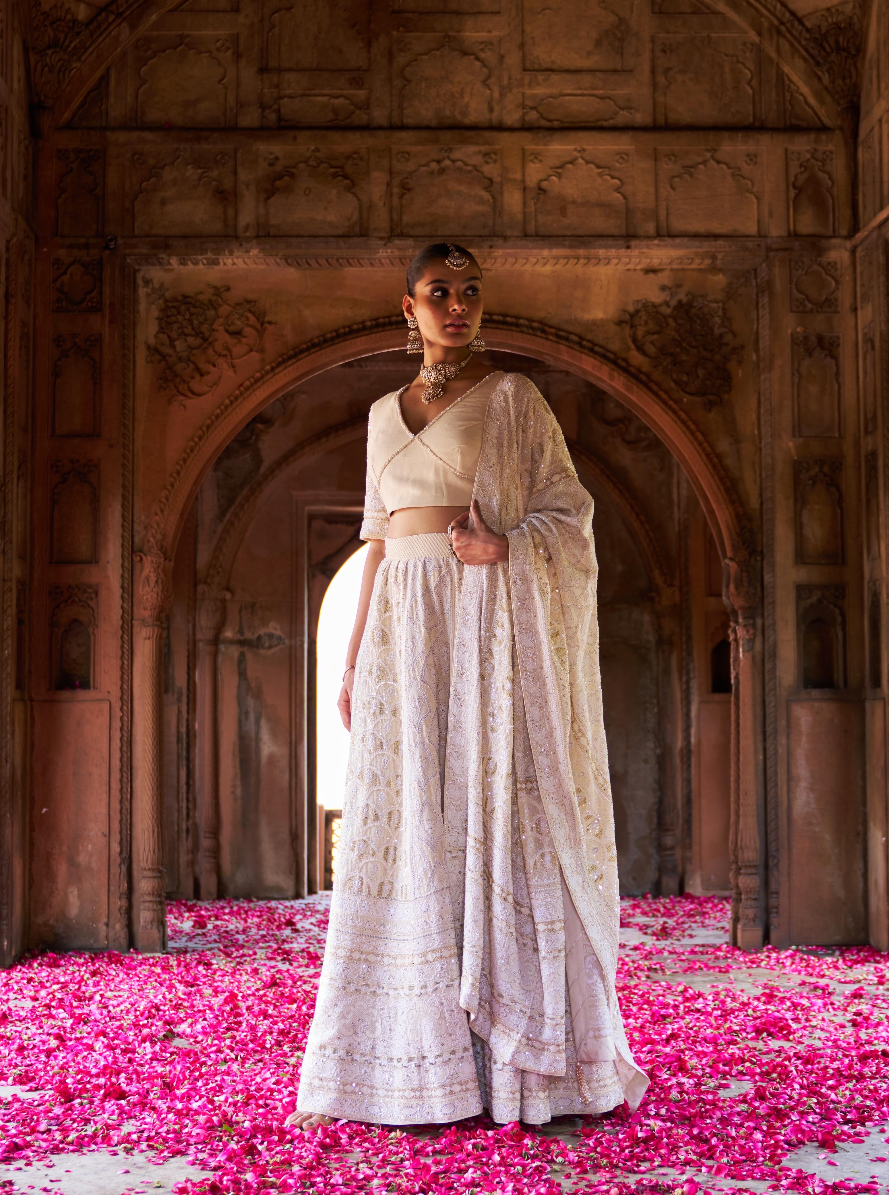 Butter Yellow Ek-taar Chikankari Lehenga Set