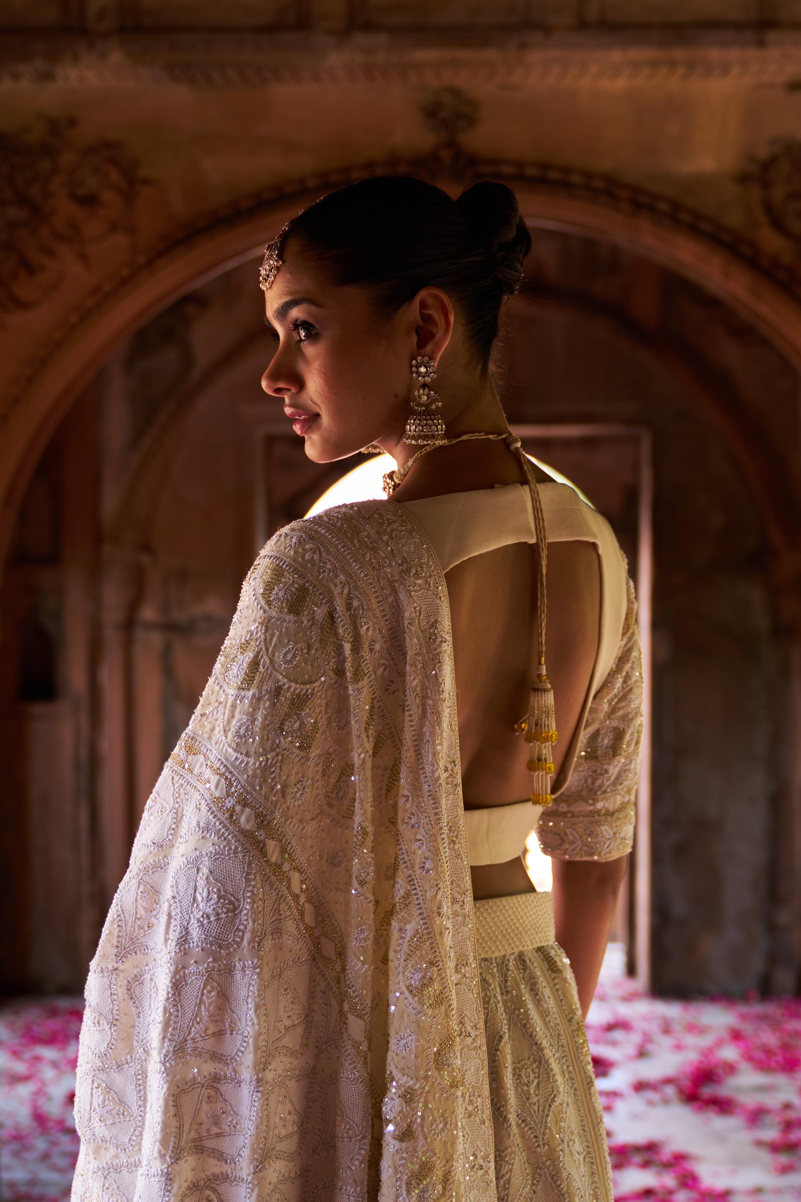 Butter Yellow Ek-taar Chikankari Lehenga Set