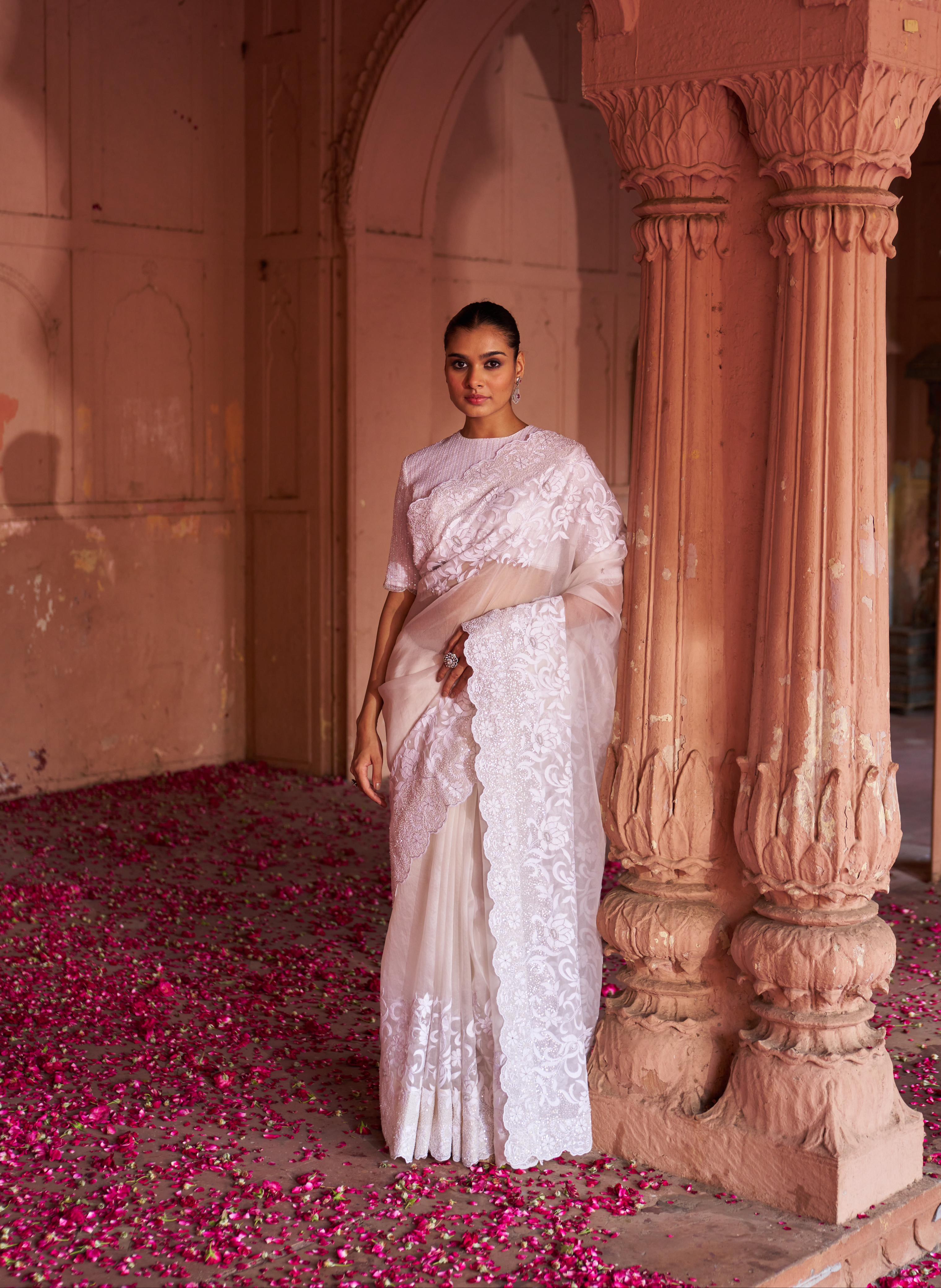 Pure White Organza Chikankari Saree