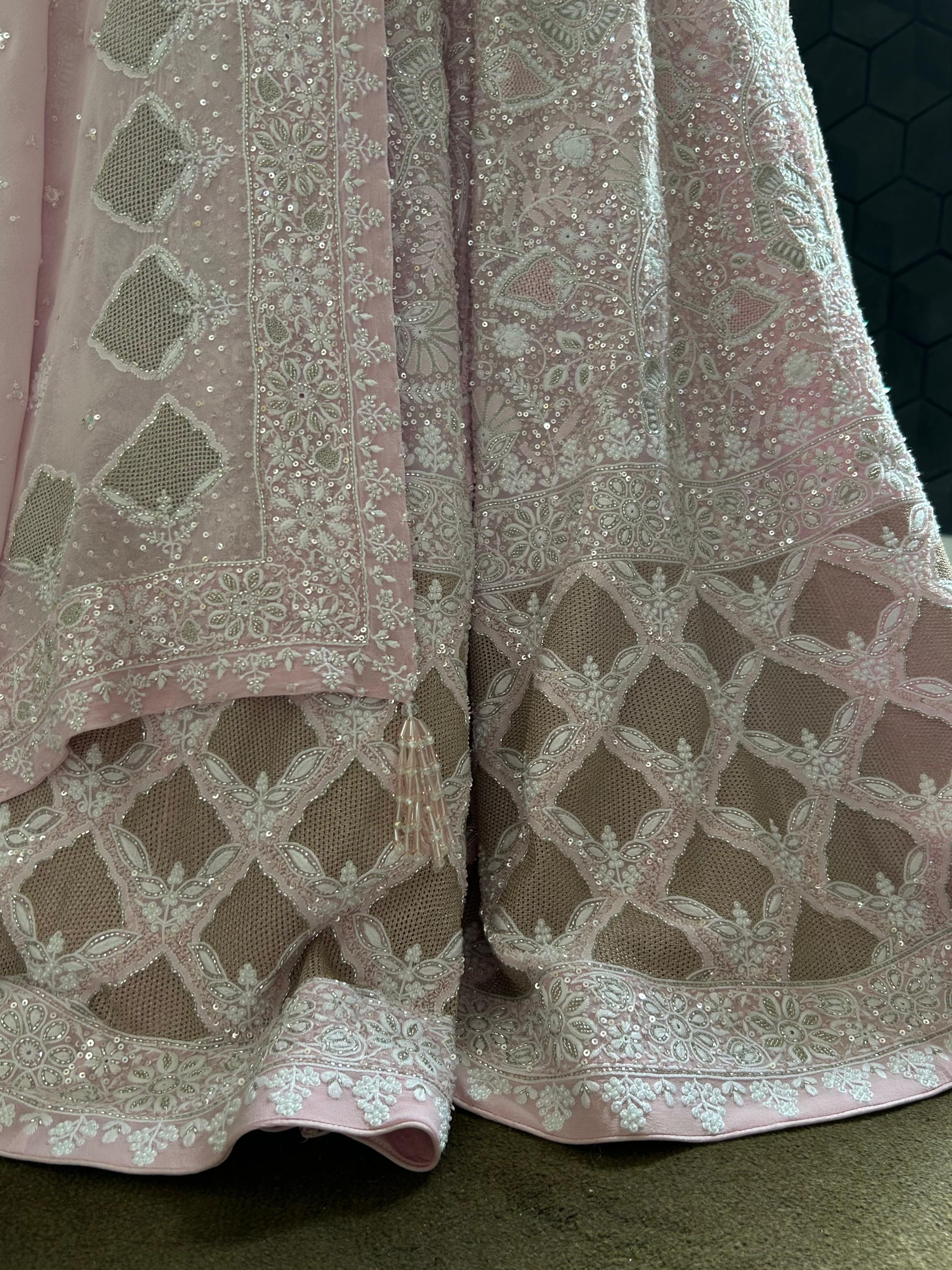 Pink Georgette Ek-taar Chikankari Sharara Set