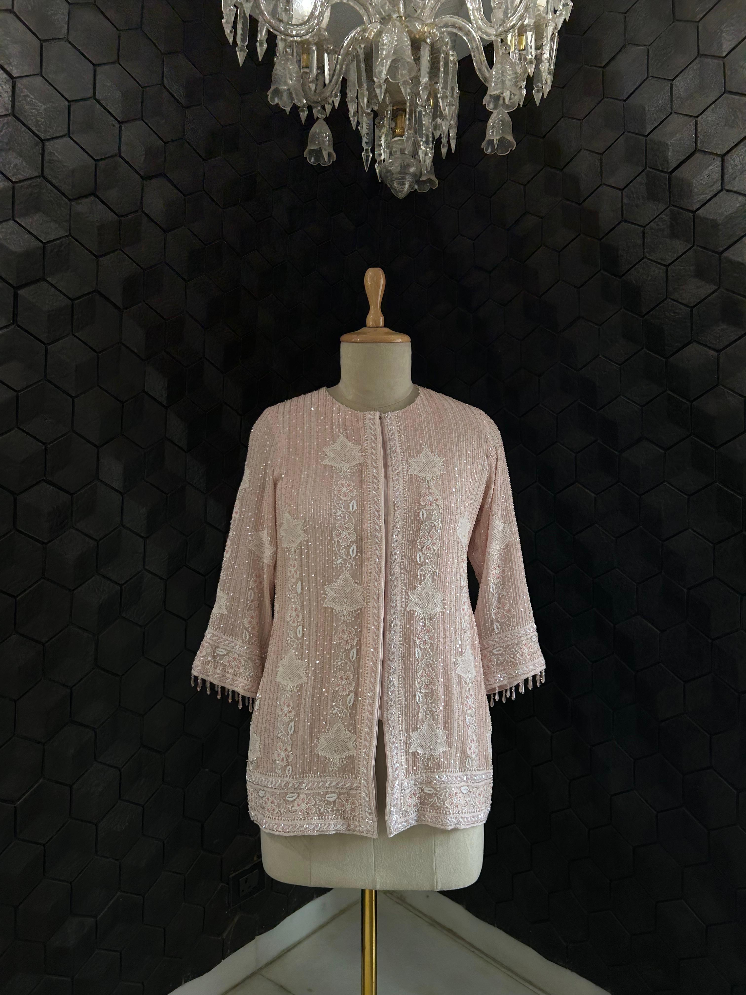 Pink Georgette Chikankari Co-ord Set