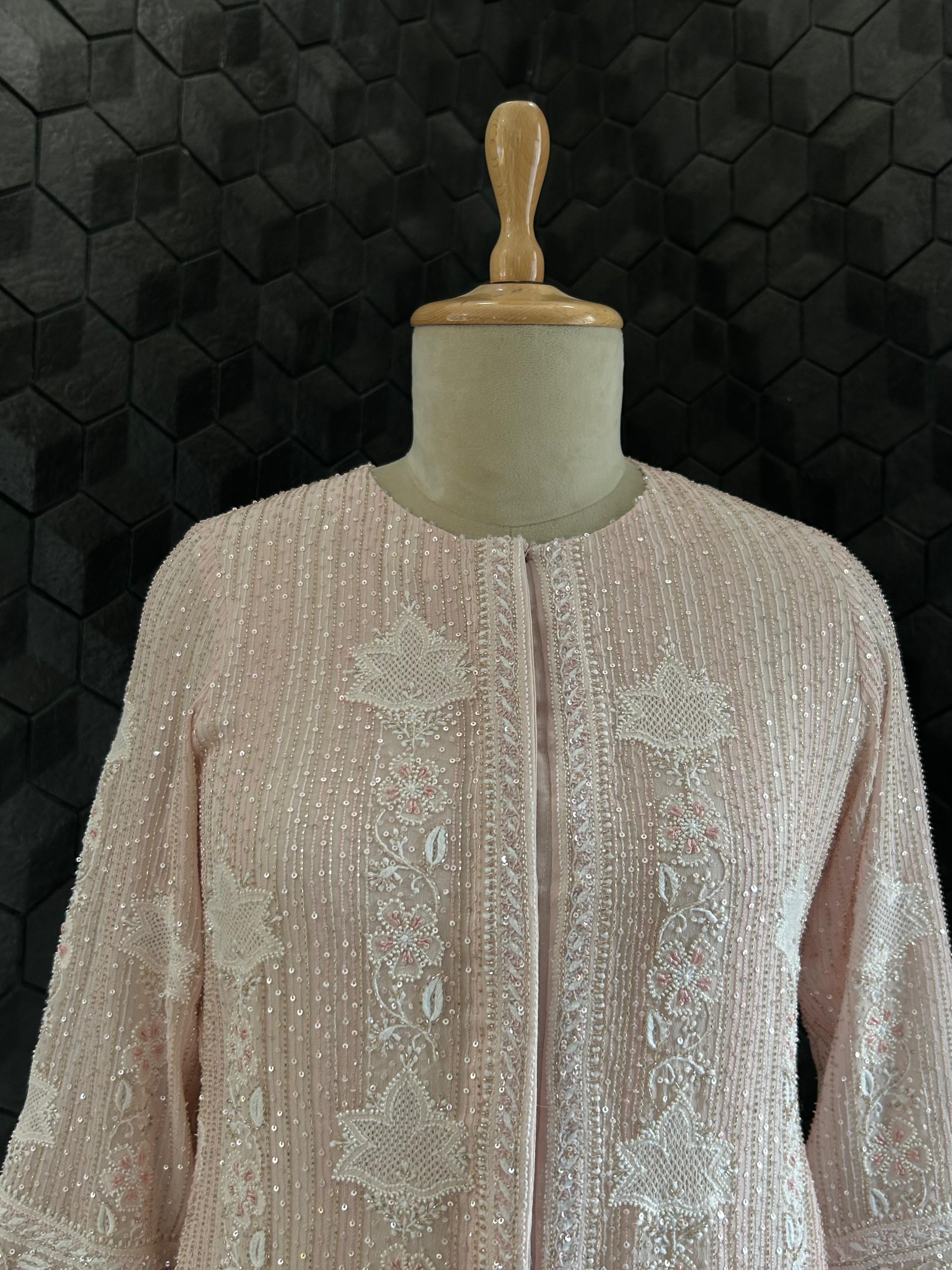 Pink Georgette Chikankari Co-ord Set