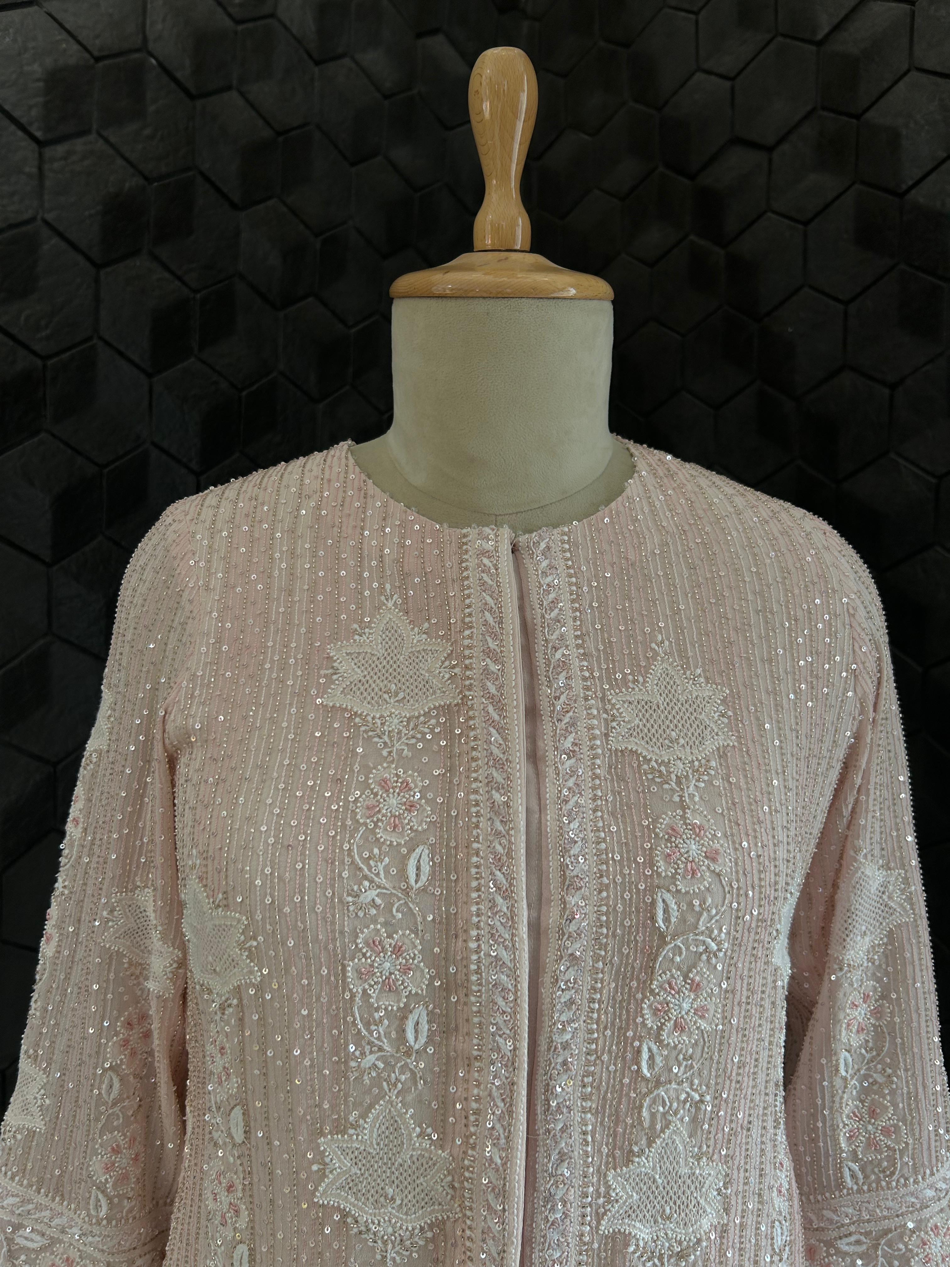 Pink Georgette Chikankari Co-ord Set