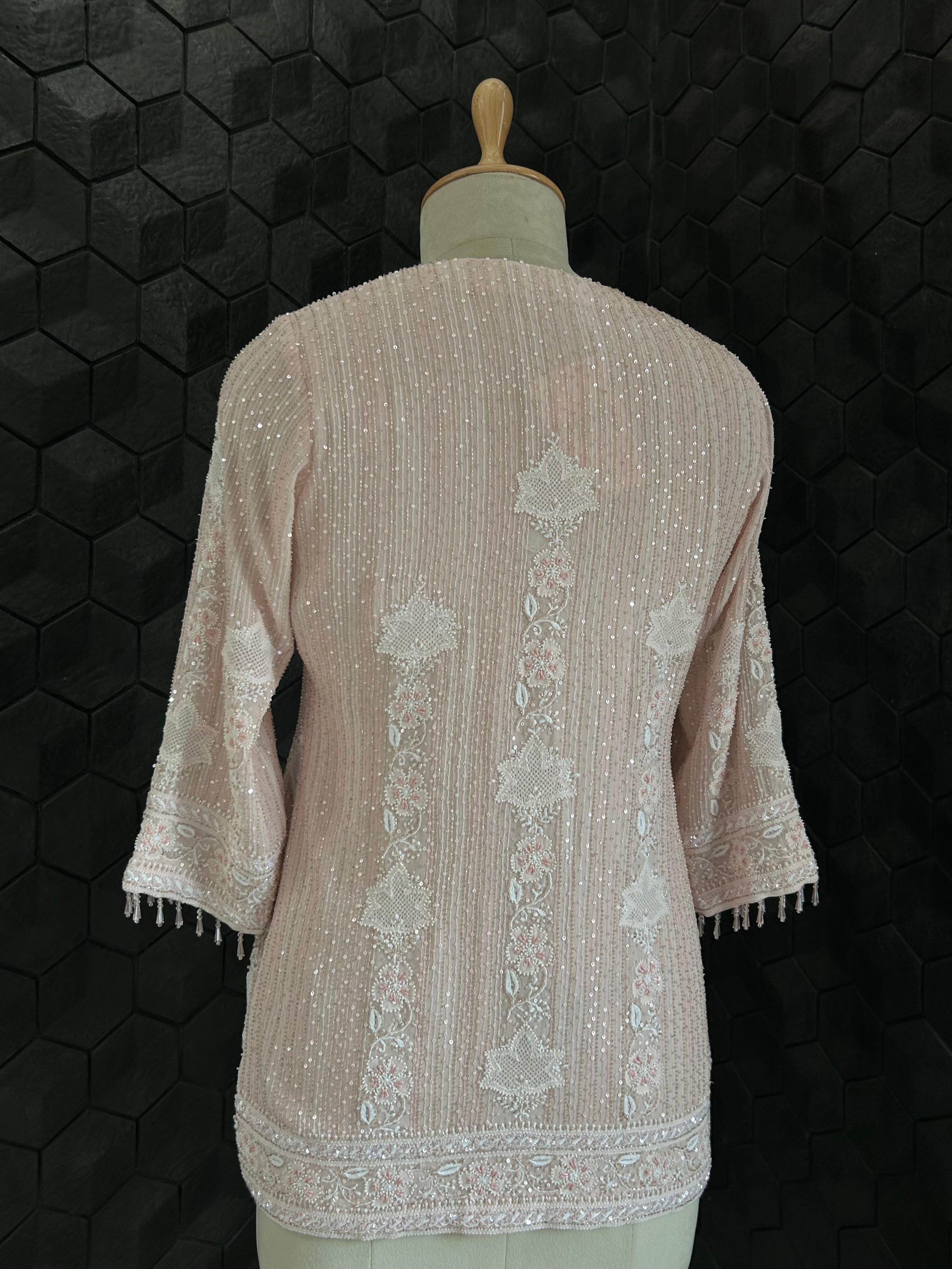 Pink Georgette Chikankari Co-ord Set