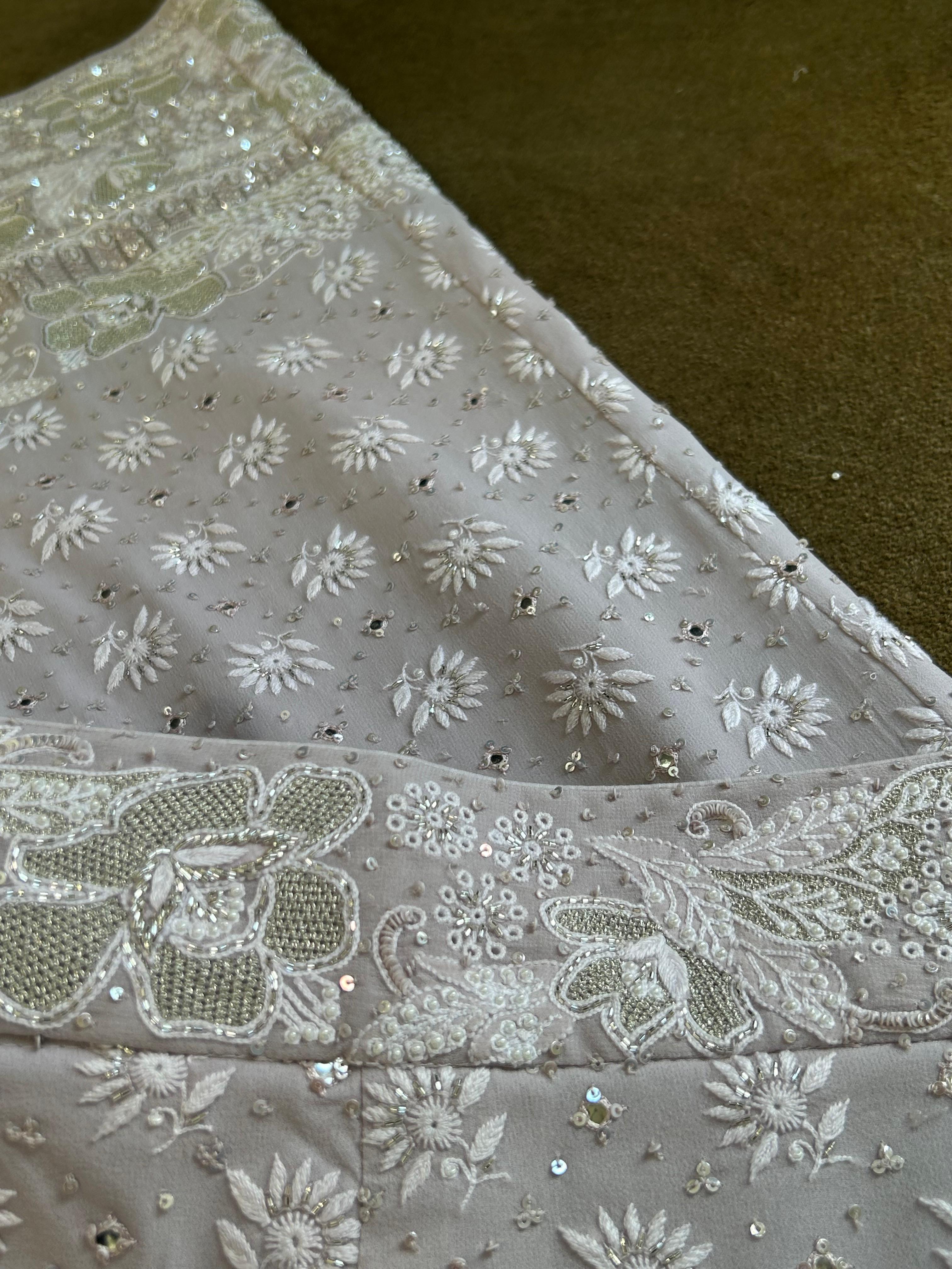 Lavender Georgette Chikankari Anarkali Set