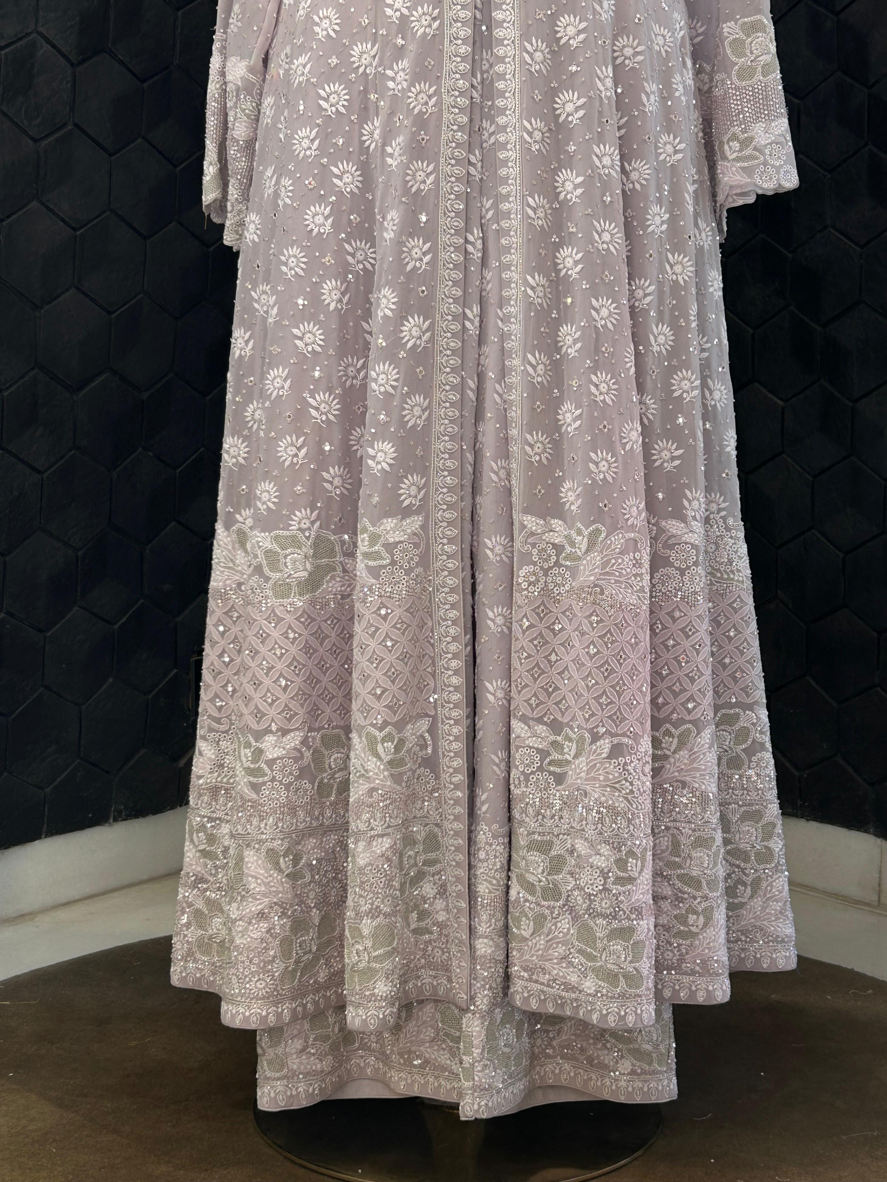 Lavender Georgette Chikankari Anarkali Set