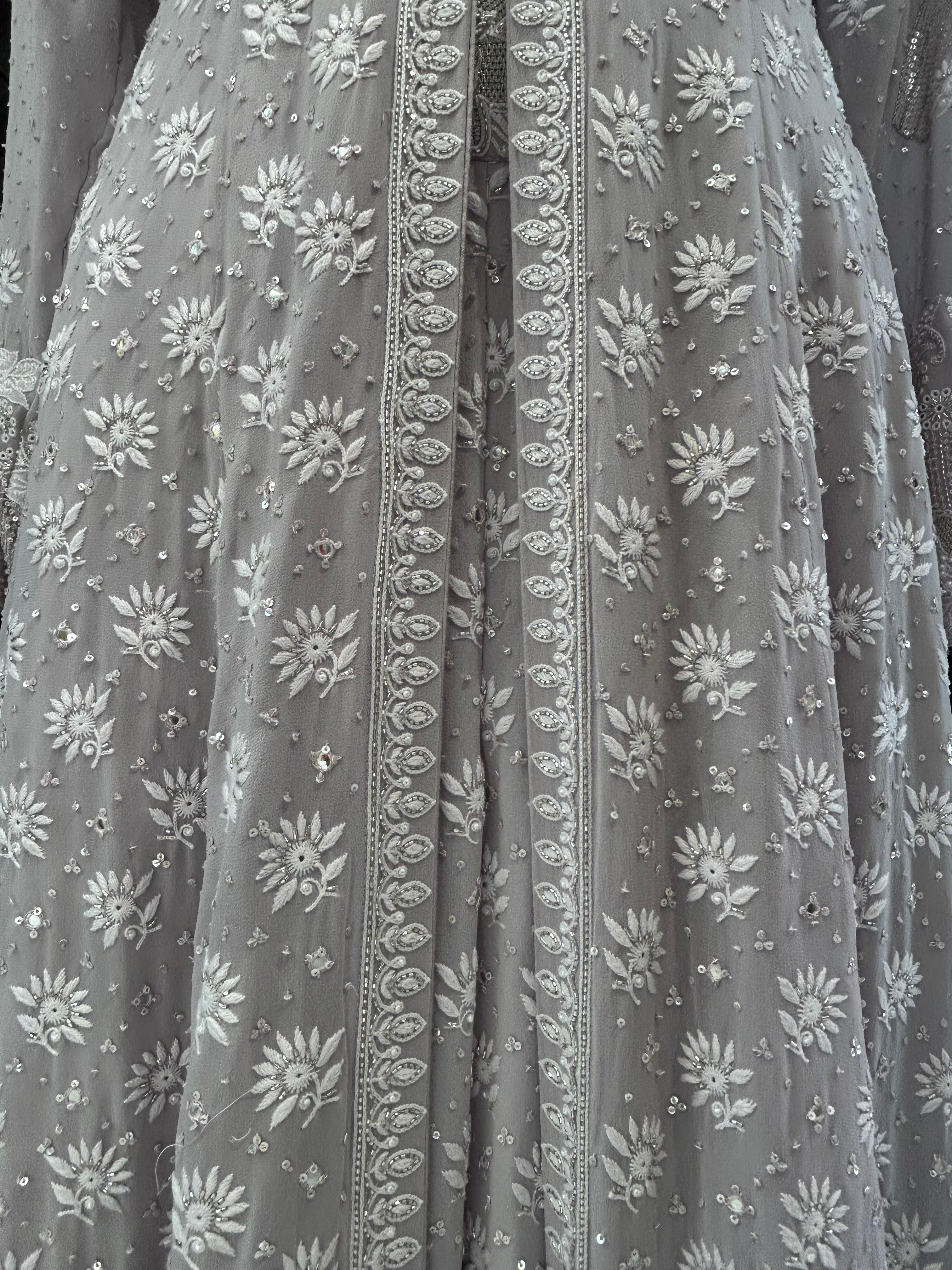 Lavender Georgette Chikankari Anarkali Set