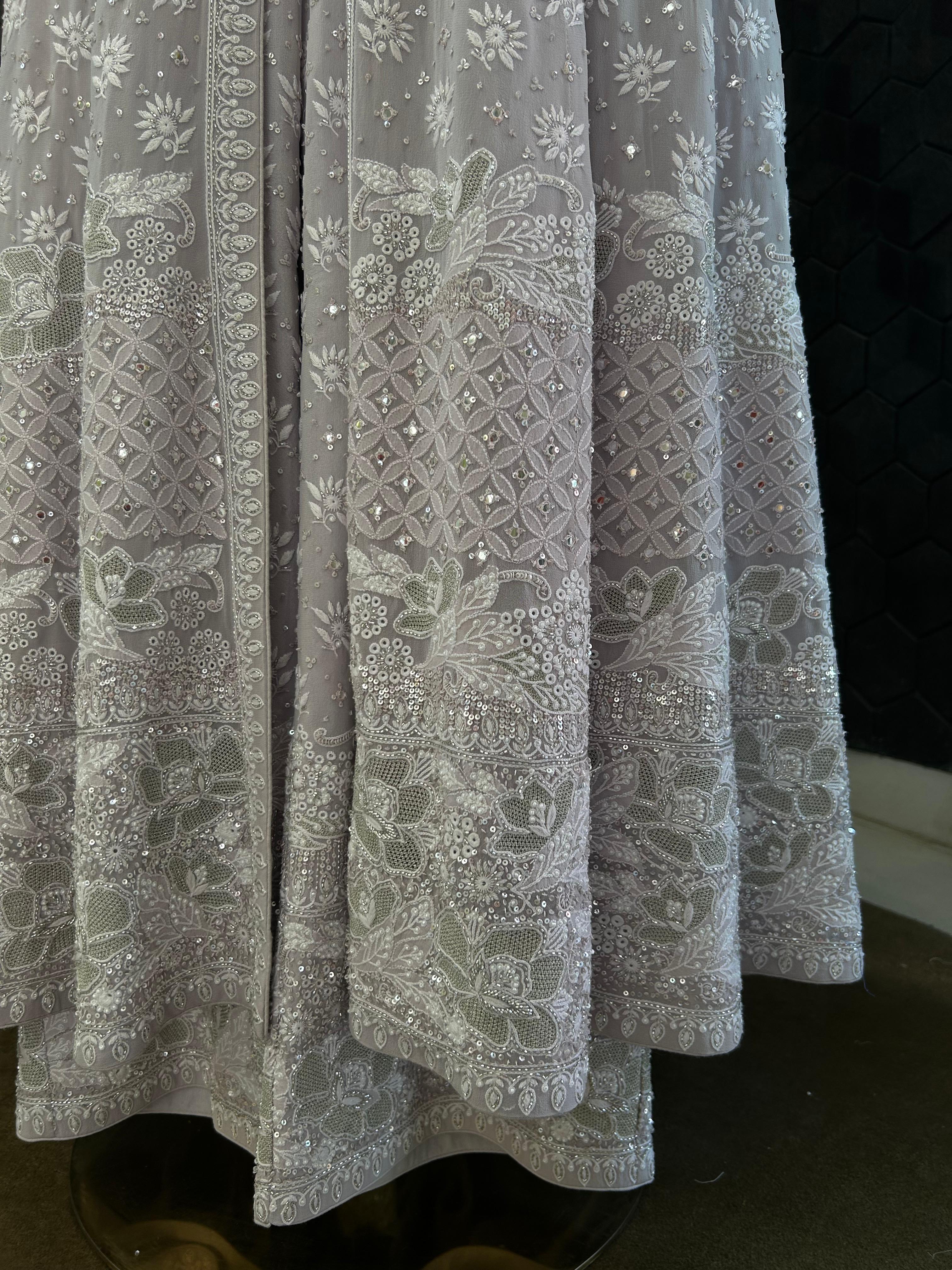 Lavender Georgette Chikankari Anarkali Set