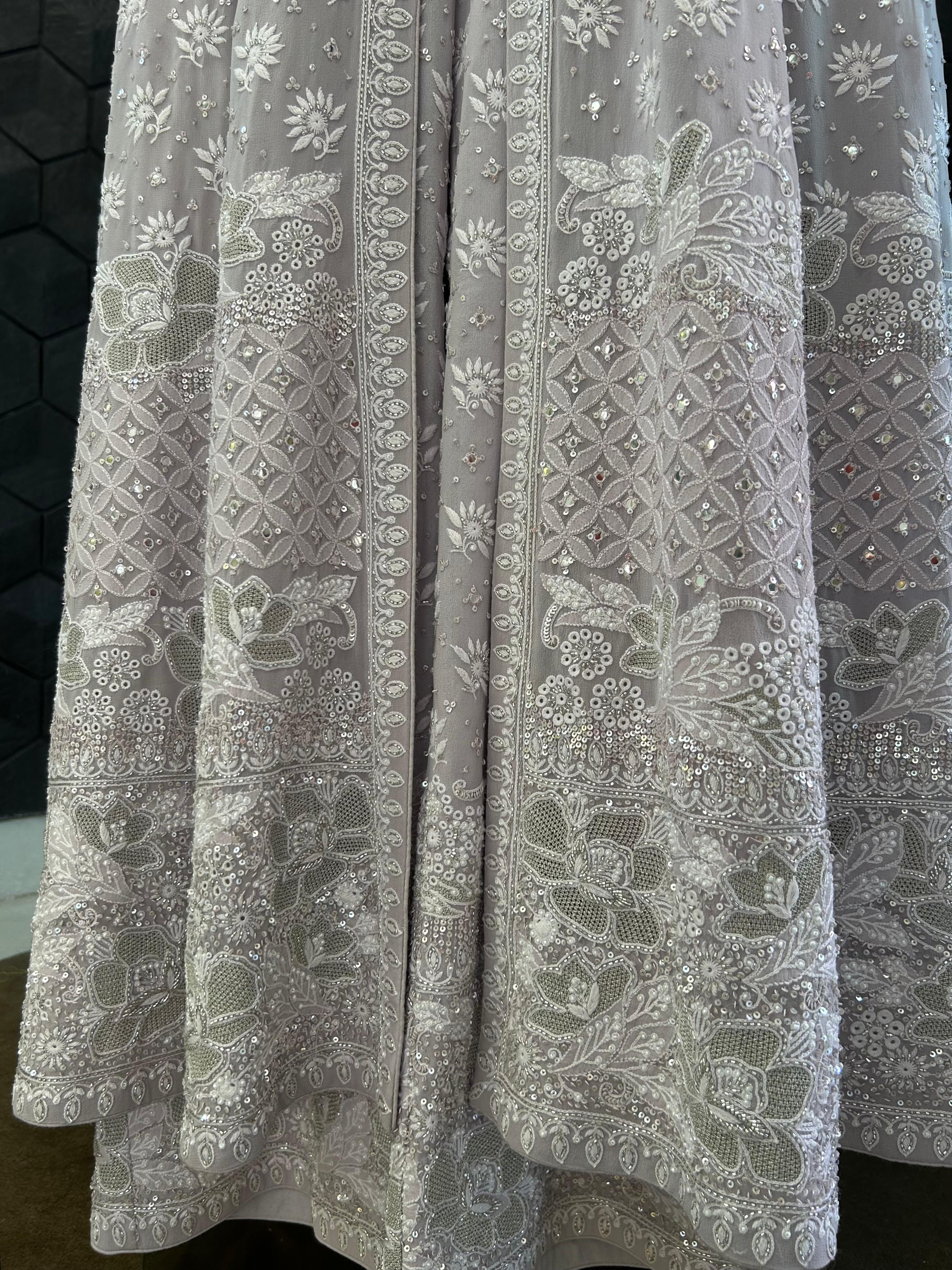 Lavender Georgette Chikankari Anarkali Set