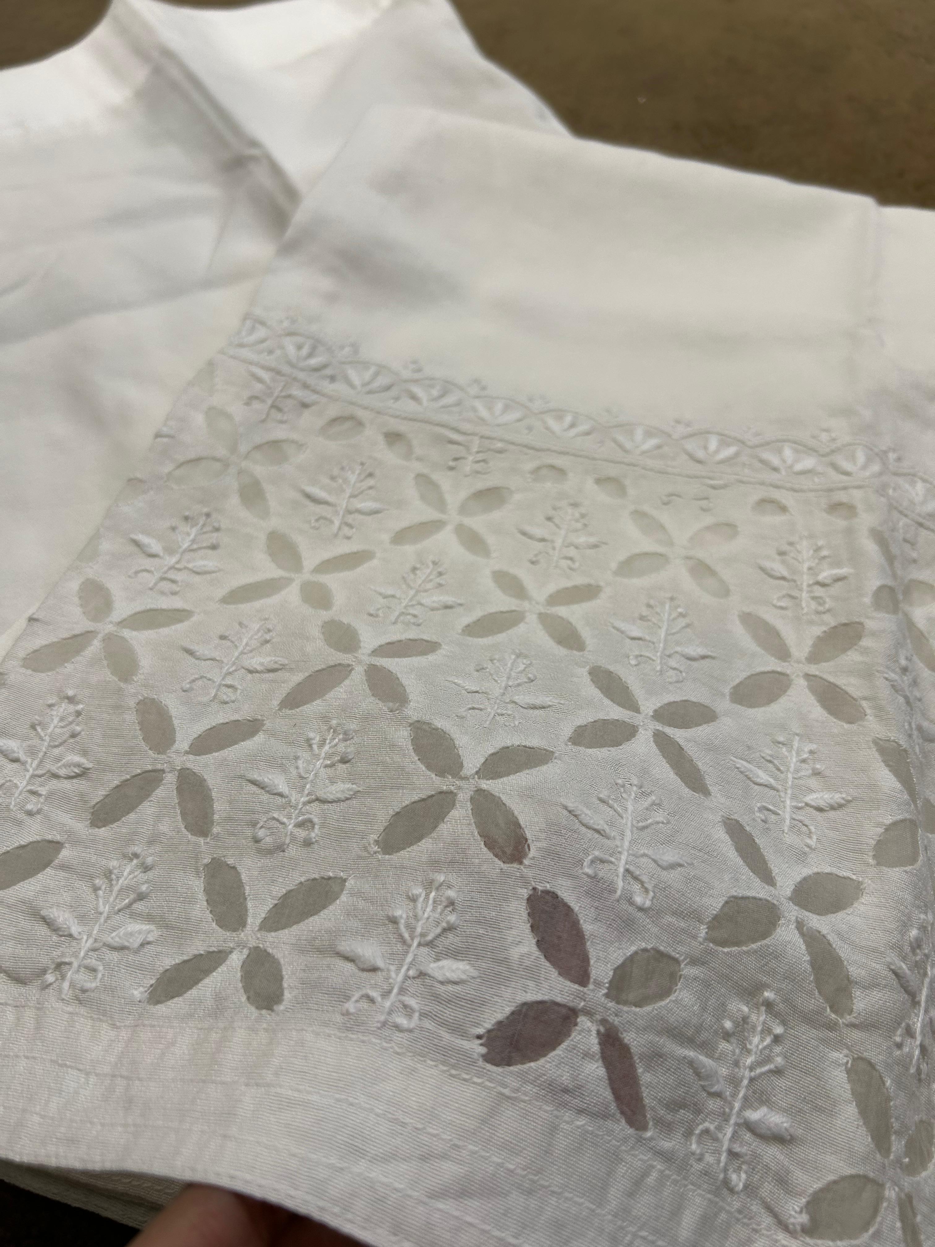 White Chanderi Chikankari Pants