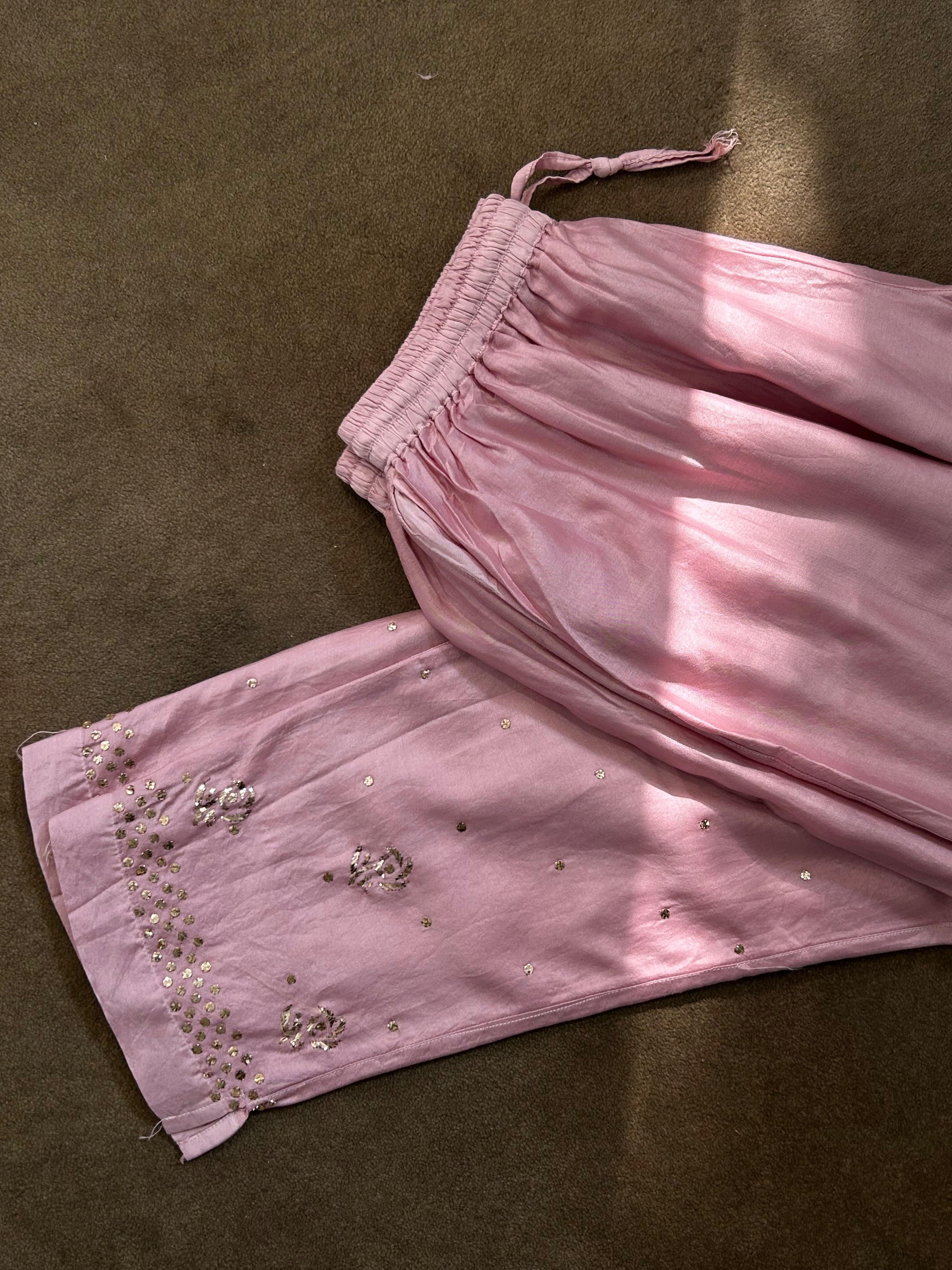 Pink Mul Chanderi Mukaish Co-ord Set