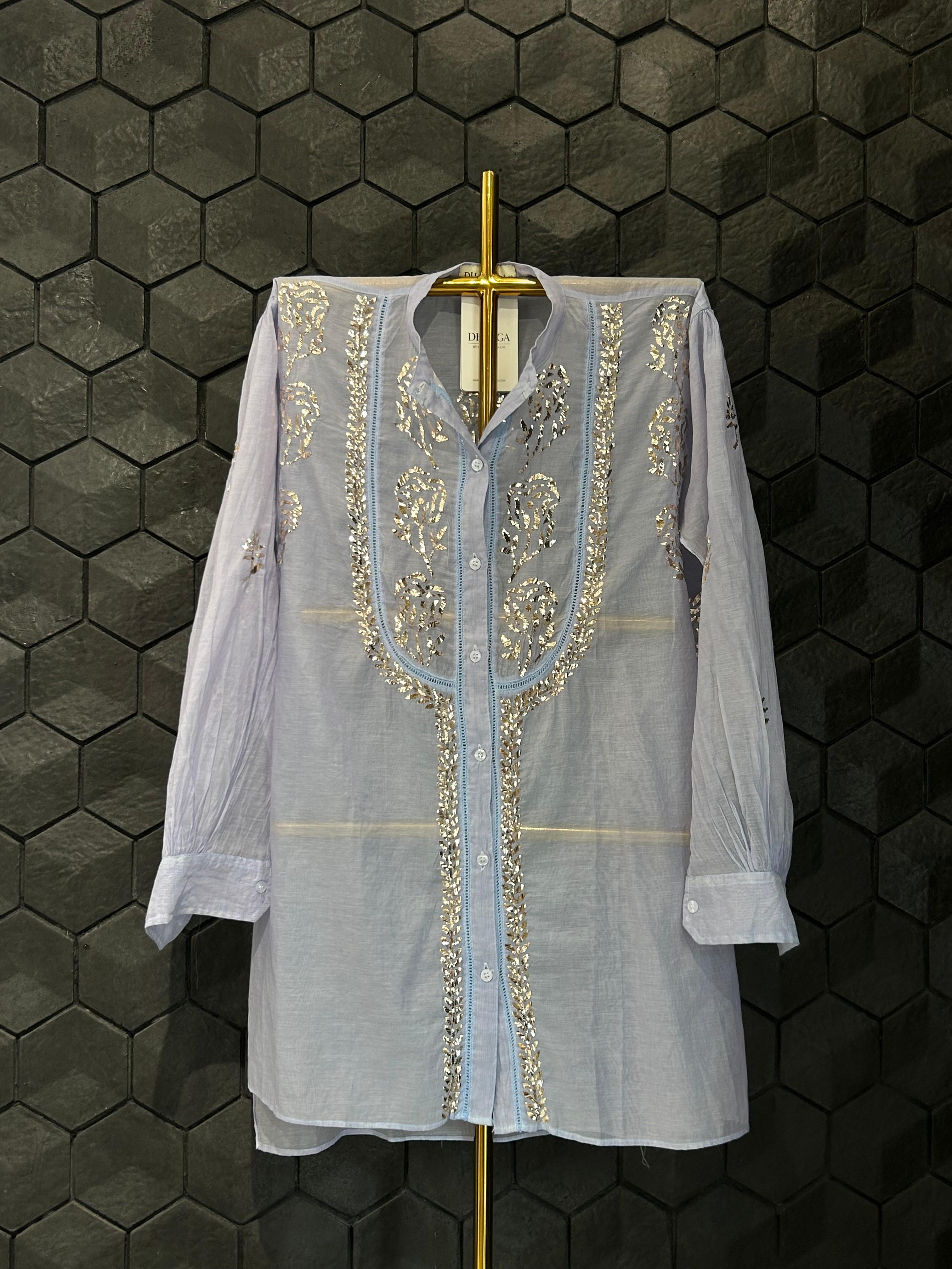 Blue Chanderi Mukaish Co-ord Set