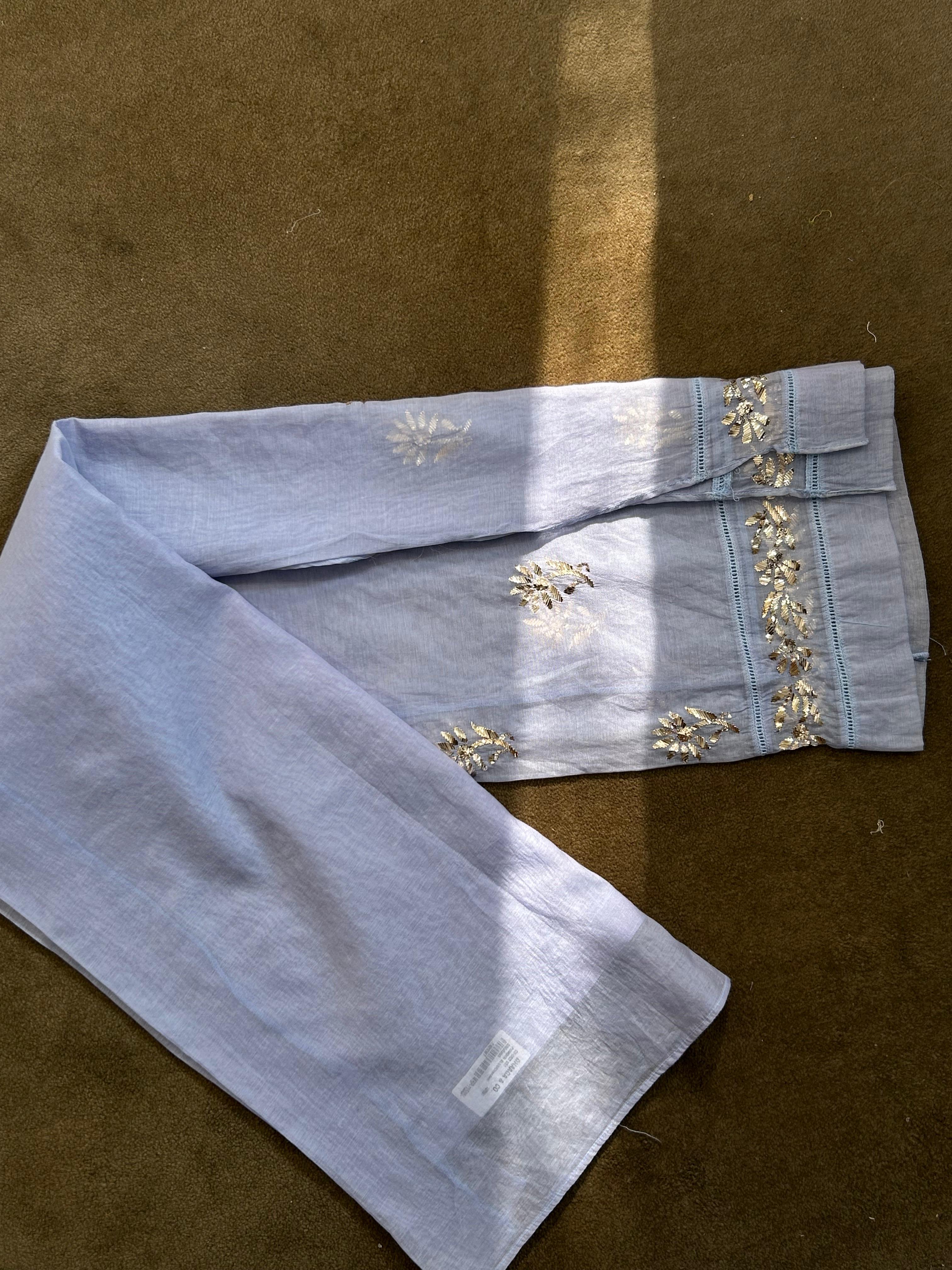 Blue Chanderi Mukaish Co-ord Set