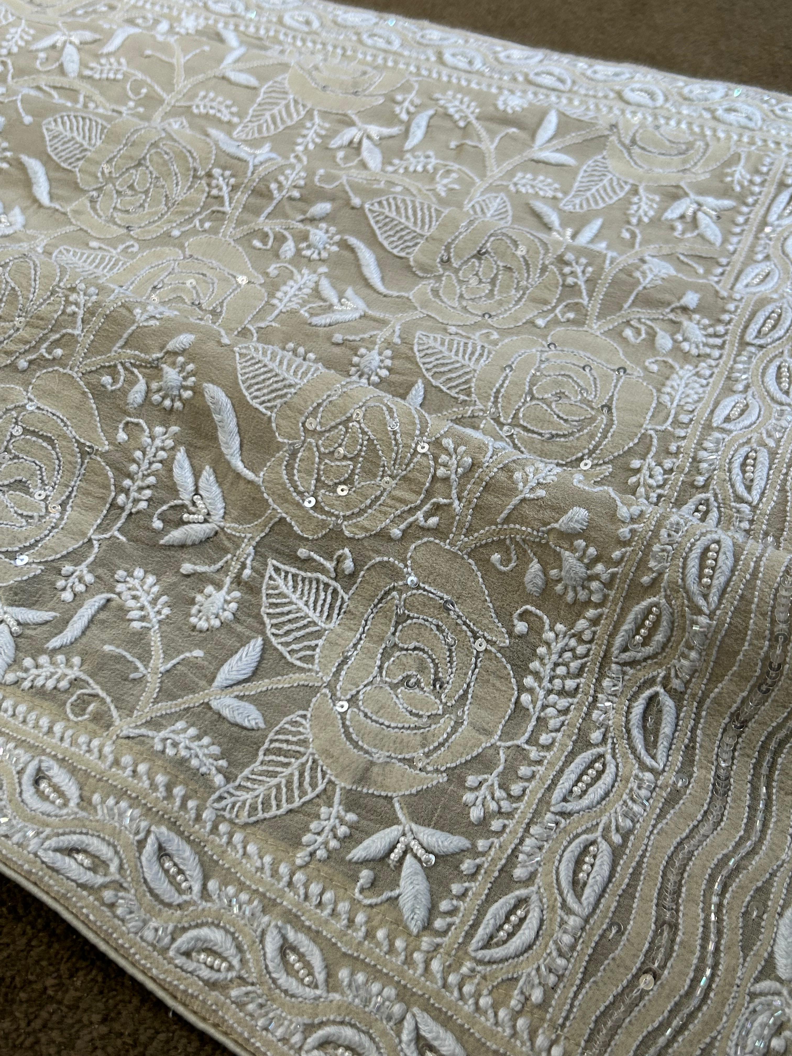 Ivory Georgette Chikankari Dupatta