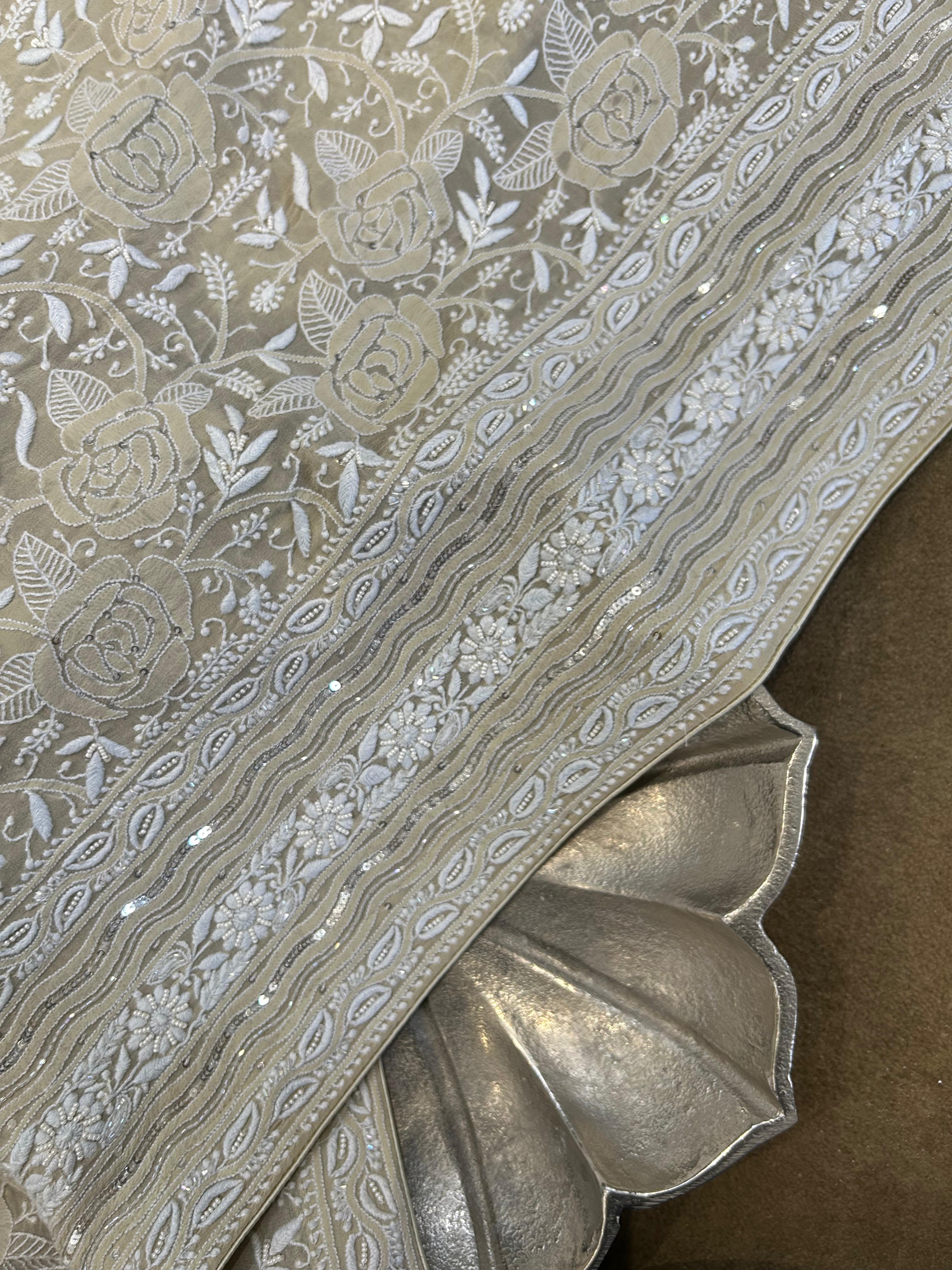 Ivory Georgette Chikankari Dupatta